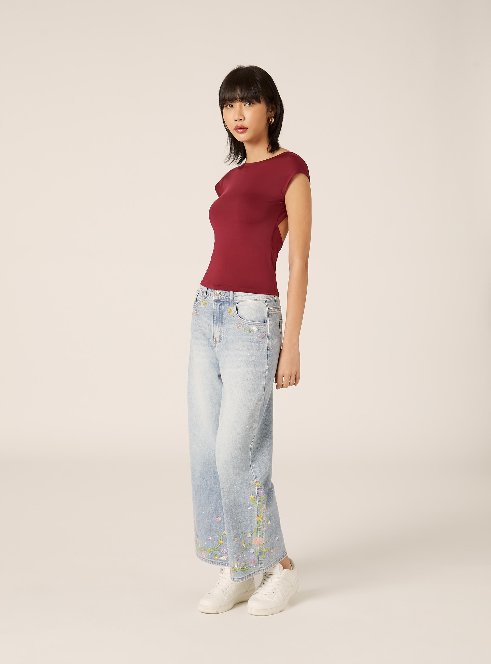 Maglietta con schiena scoperta, BO2 BORDEAUX MEDIUM