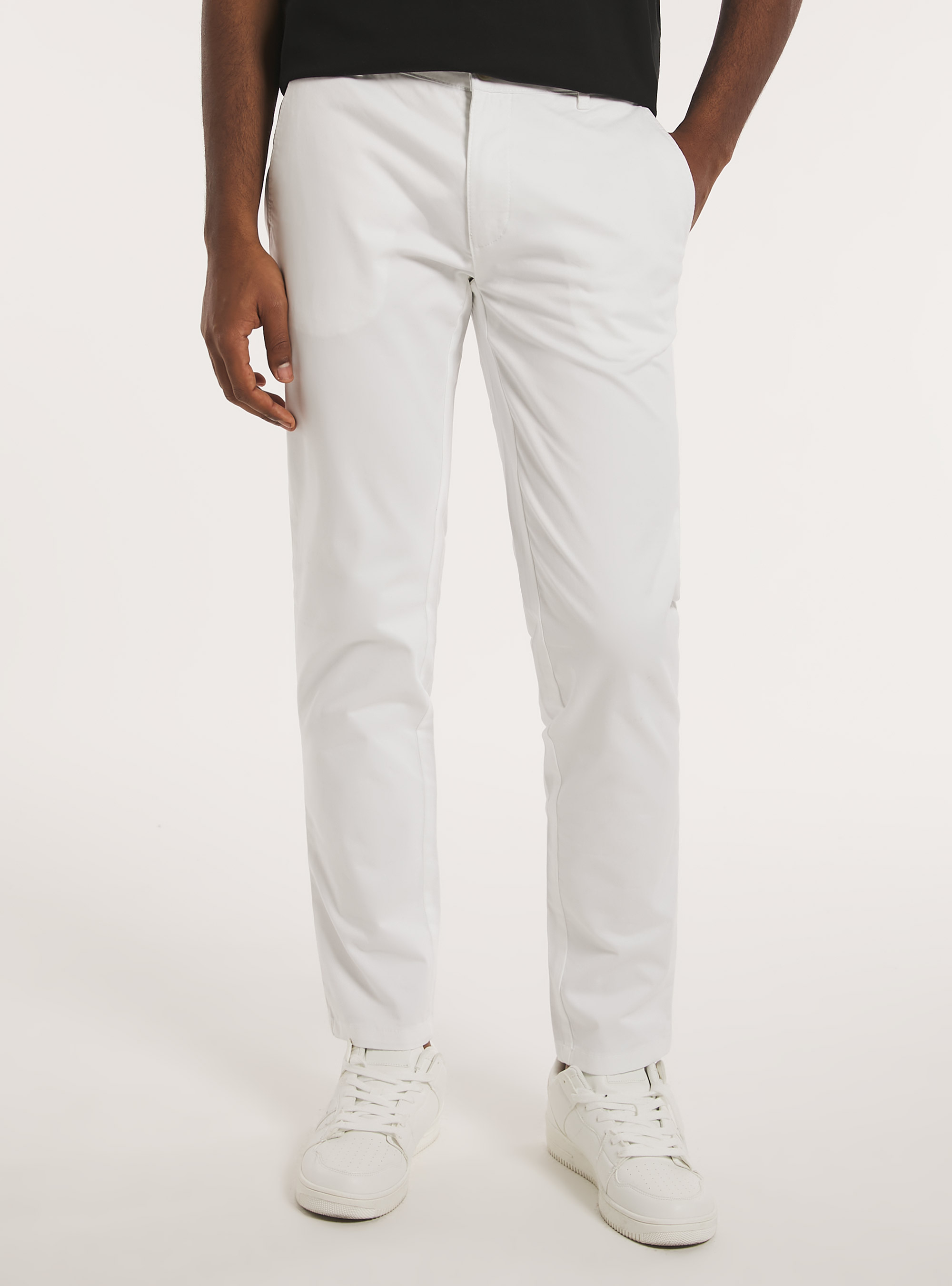 Skinny fit stretch twill chinos, WH1 OFF WHITE