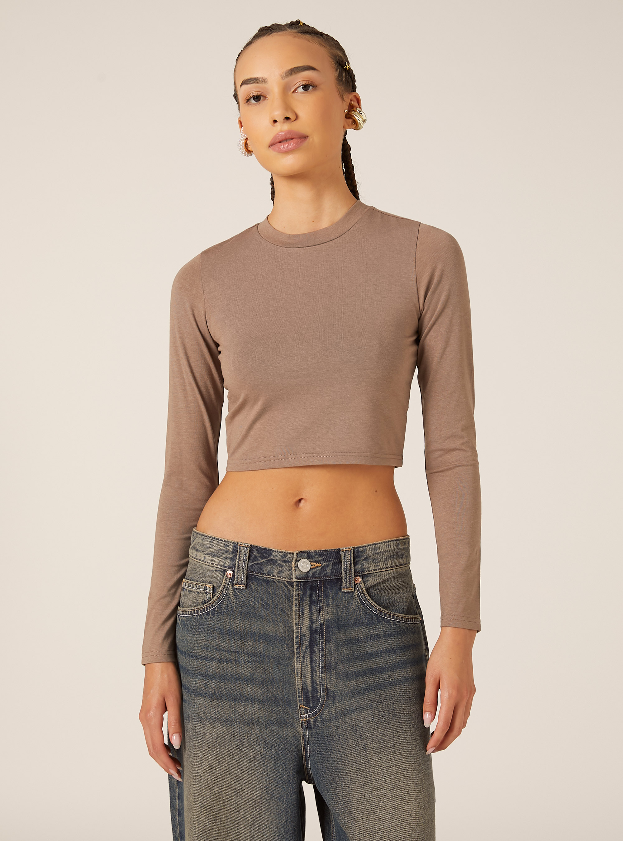 Camiseta corta de manga larga, BR3 BROWN LIGHT