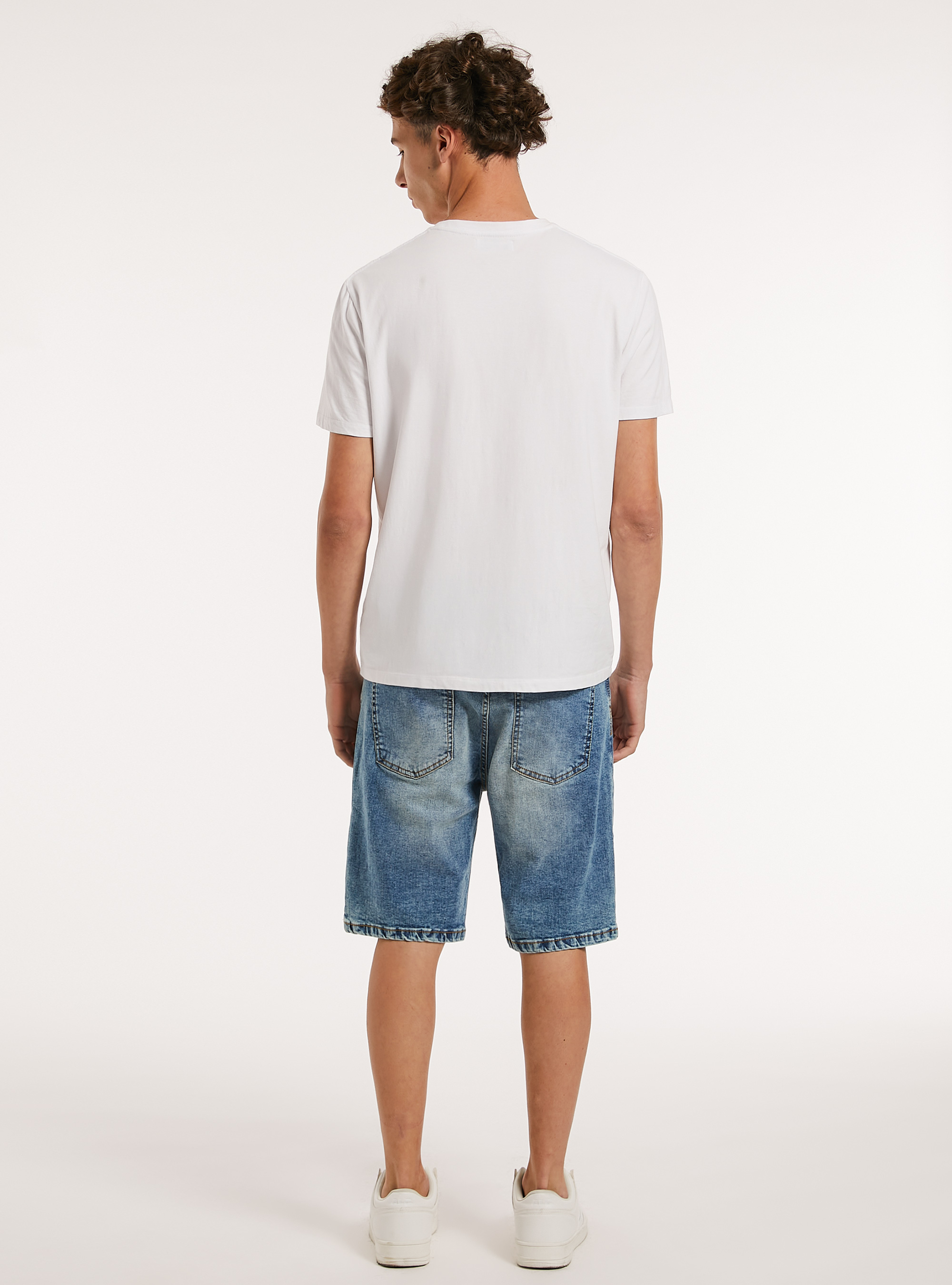 Bermuda Carrot en denim stretch, D003 MEDIUM BLUE