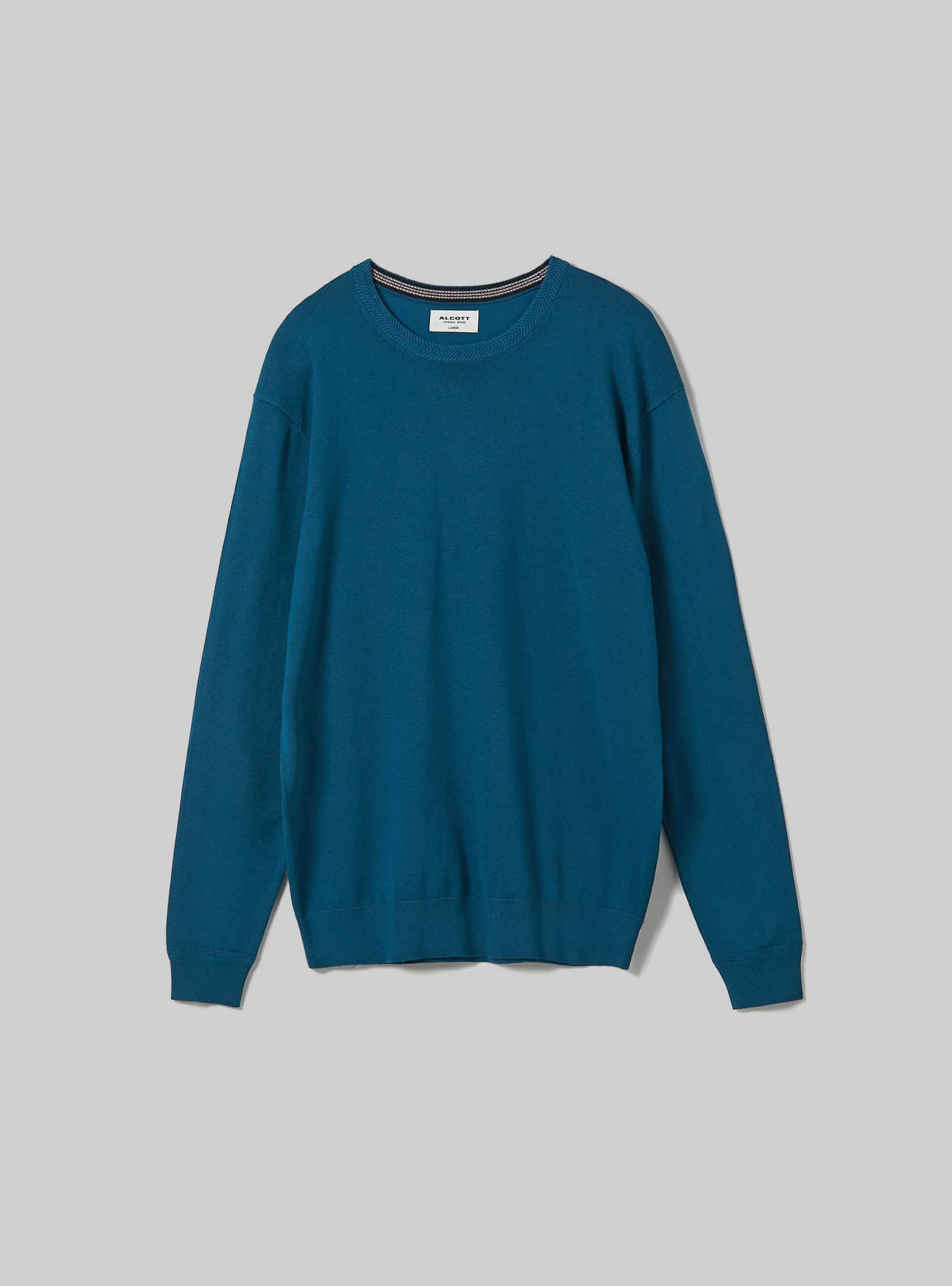 Round-neck pullover made of sustainable viscose Ecovero, OB2 BLUE OIL MED.