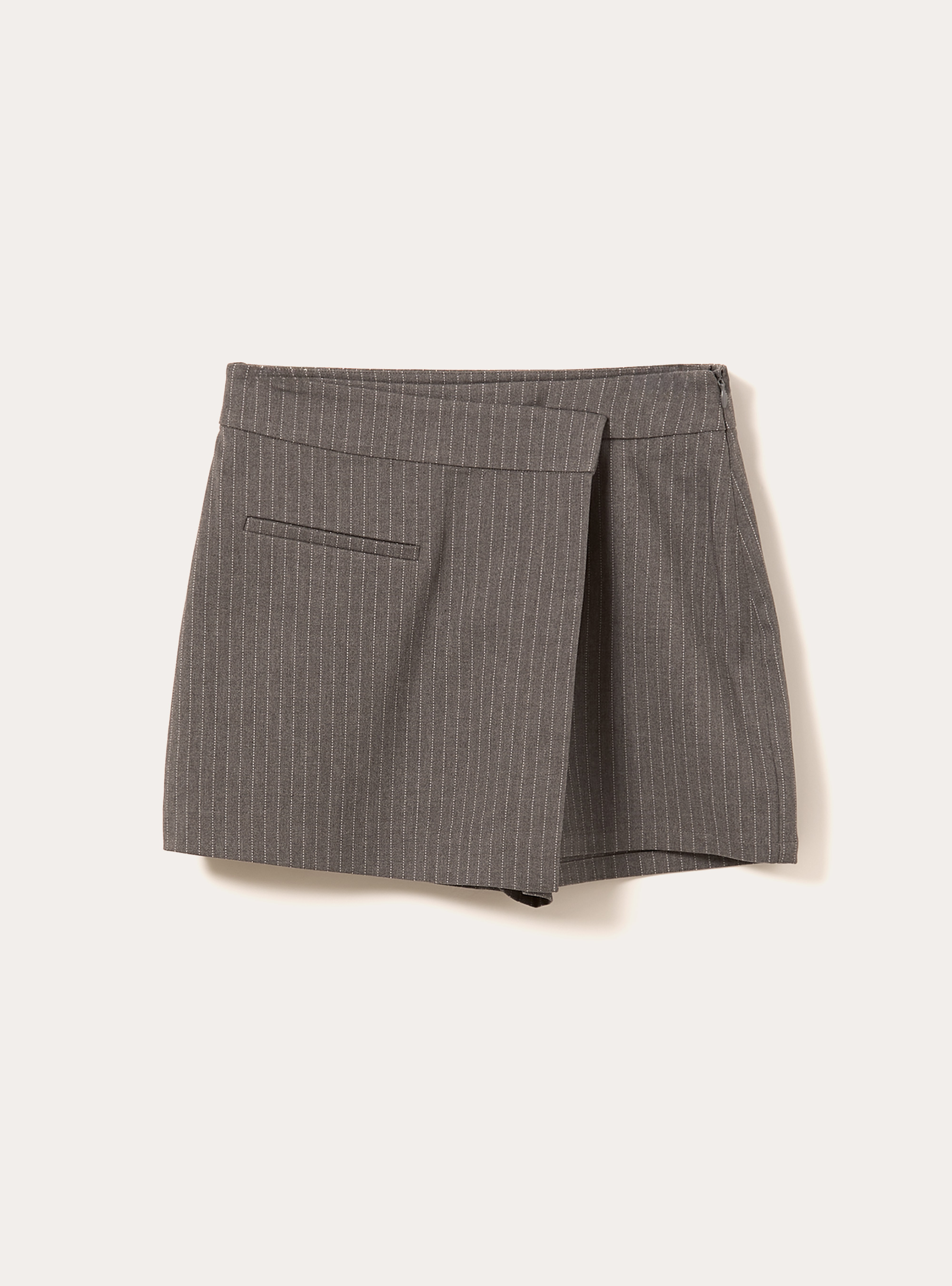 Falda pantalón cruzada estampada, MGY1 GREY MEL DARK