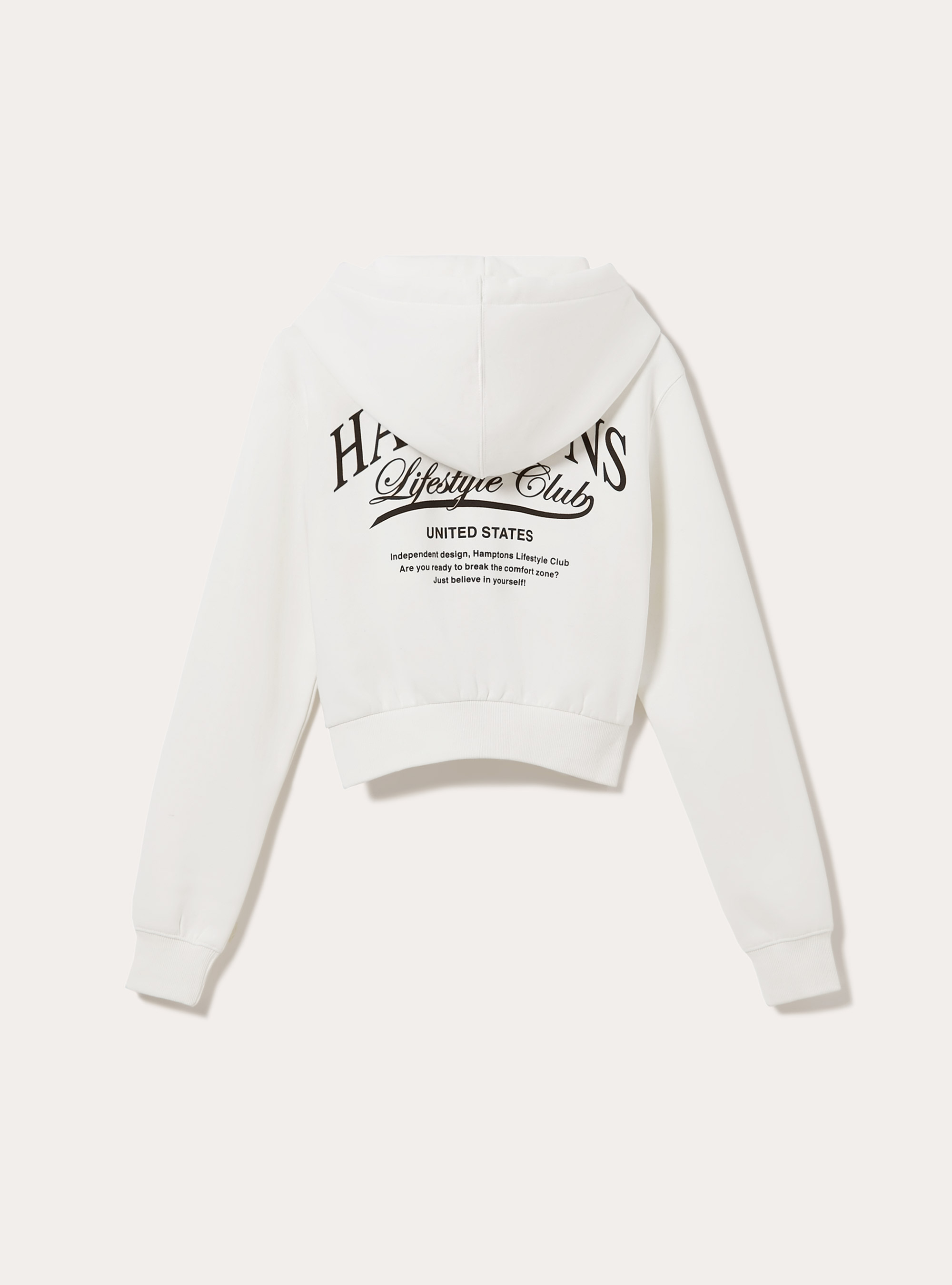 Cropped sweatshirt with zip and print, WH2 WHITE