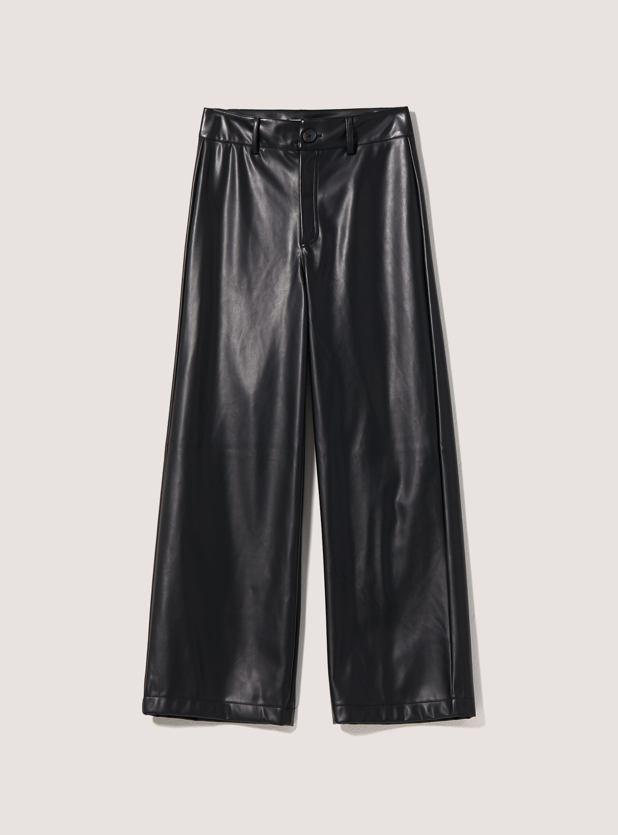 Regular fit leather effect trousers, BK1 BLACK
