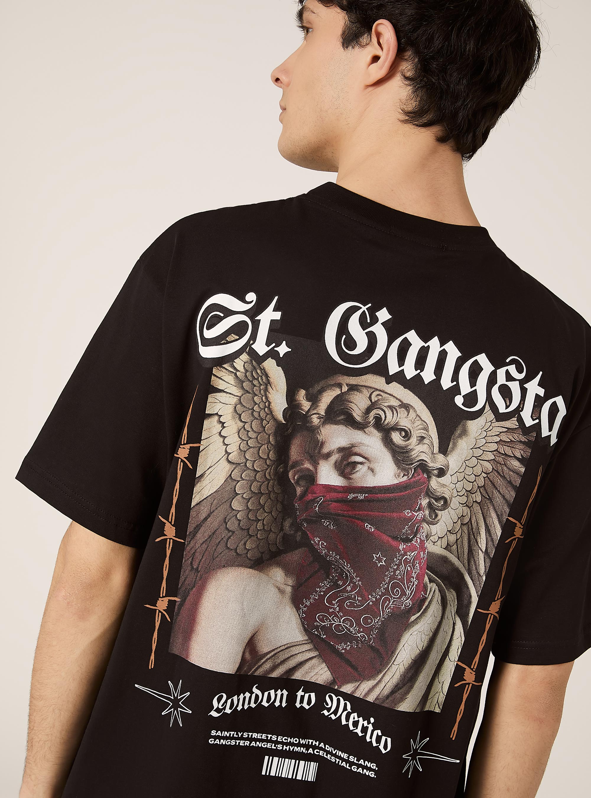 Maglietta boxy fit con stampa POP STATEMENT, BK1 BLACK