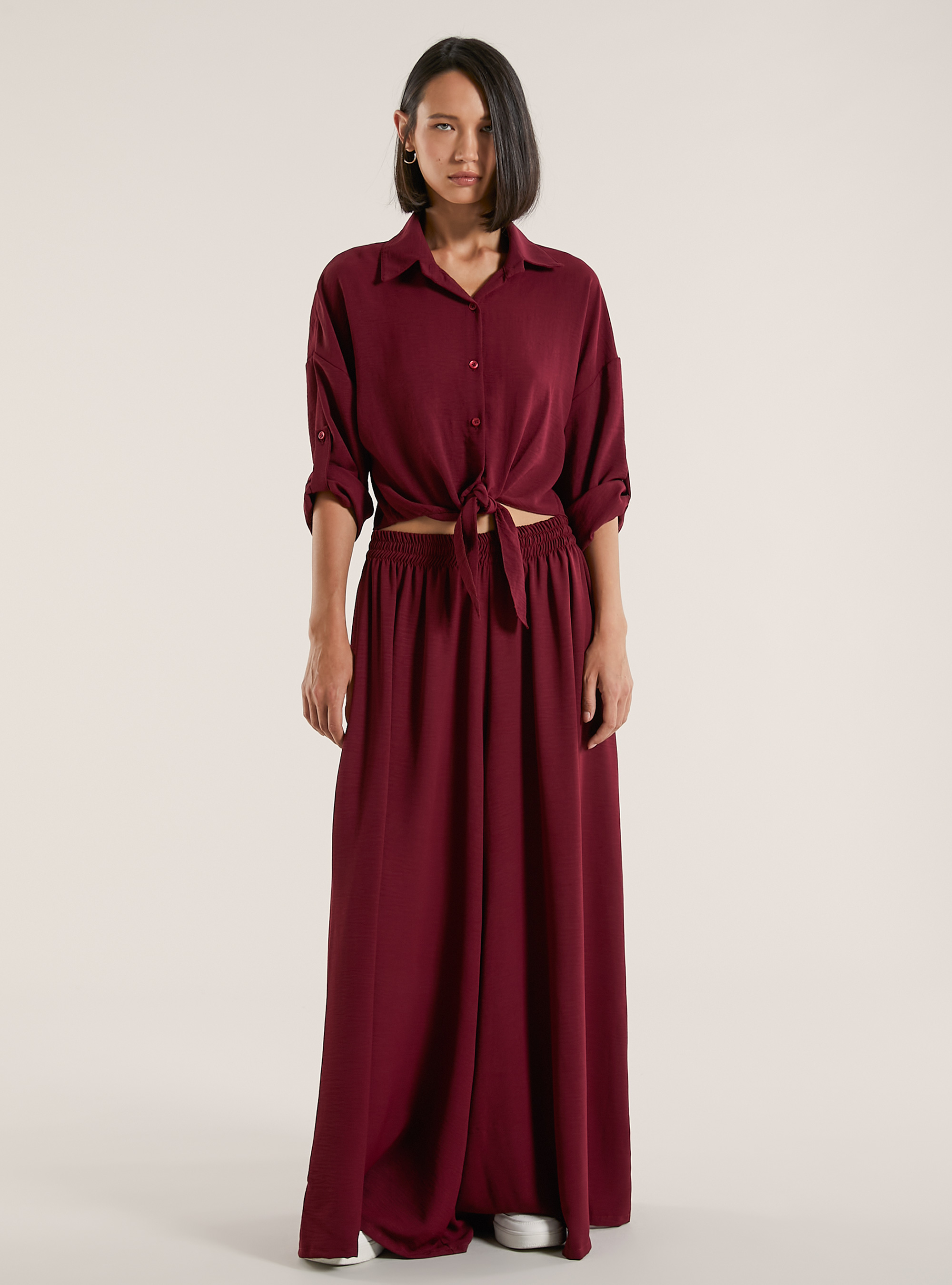 Camicia con nodo, BO1 BORDEAUX DARK