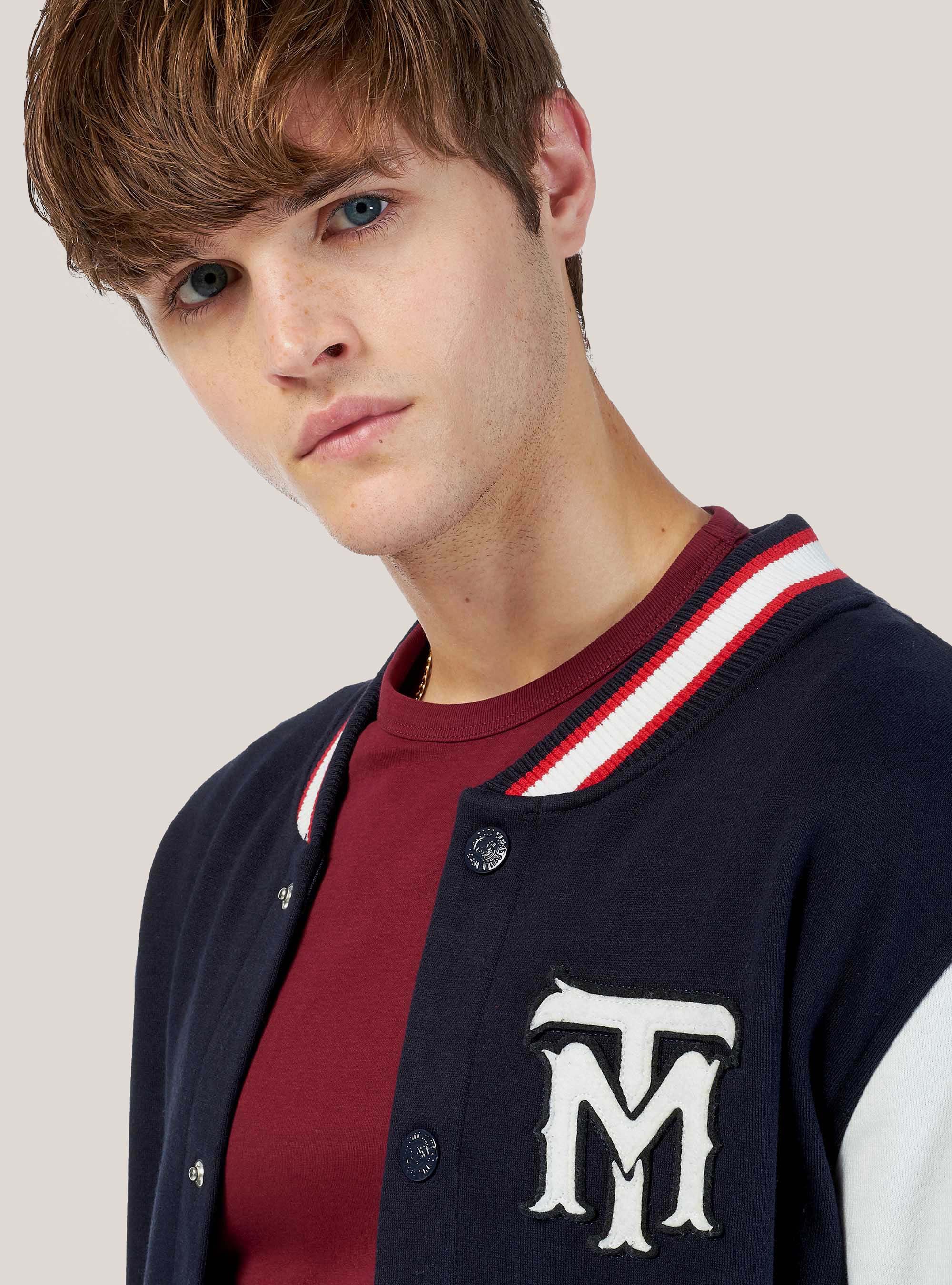 Felpa college con bottoni, BLU