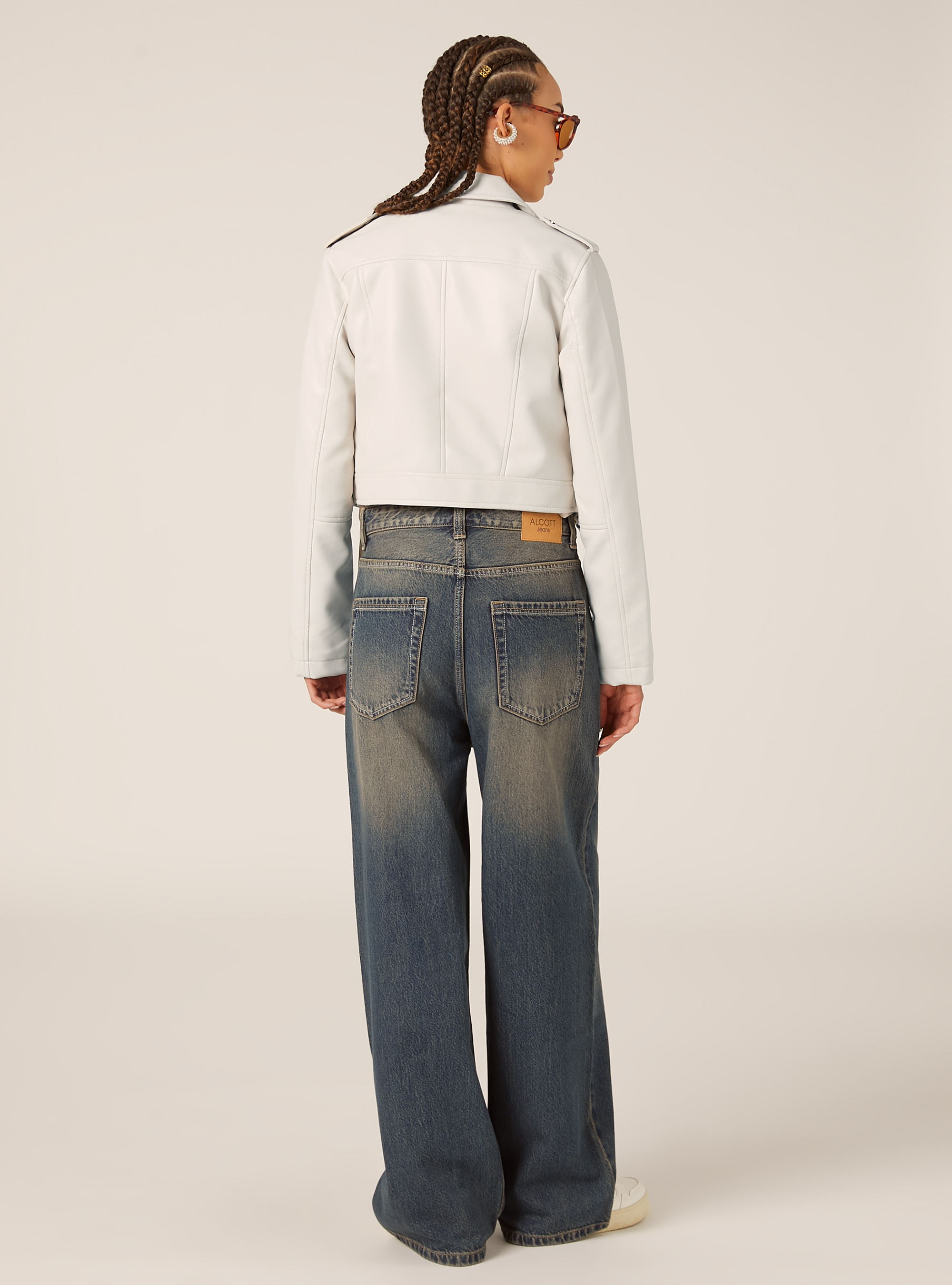 Chaqueta motera efecto piel, WH2 WHITE