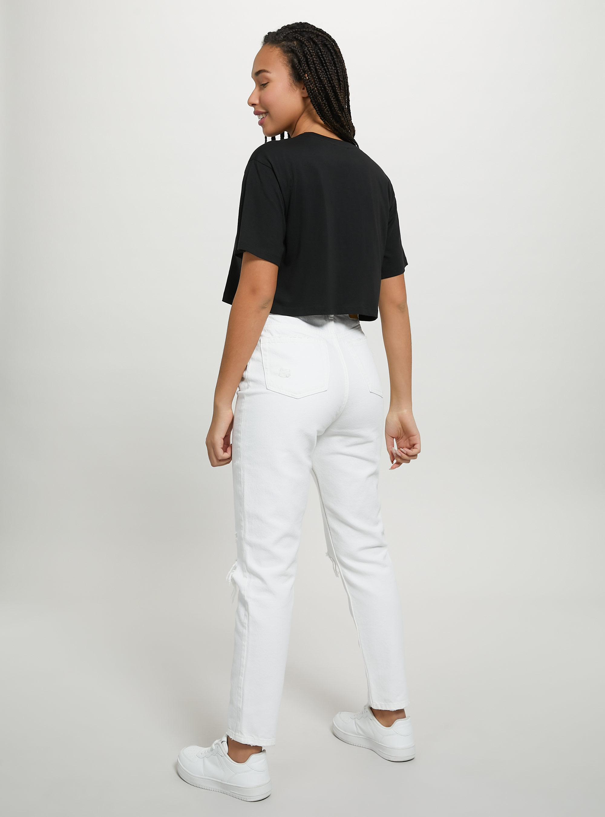 T-shirt en coton court, BK1 BLACK