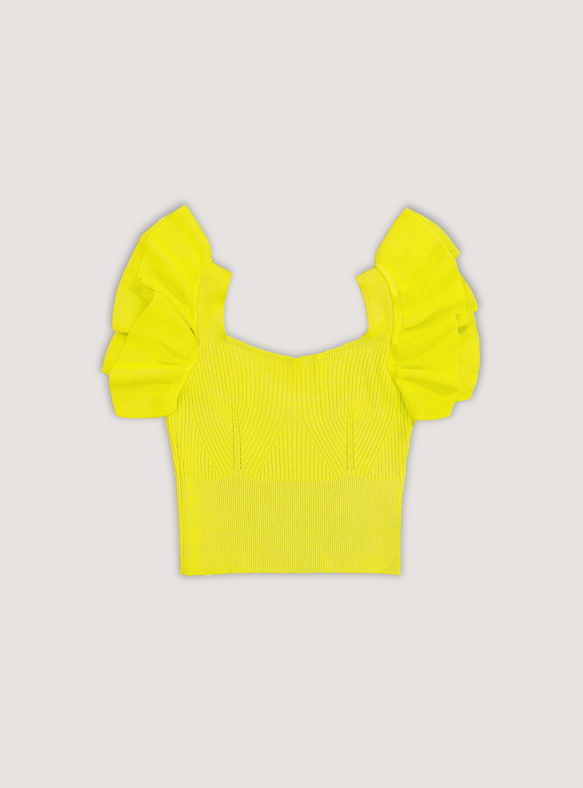 Top cropped con rouches, YE1 DARK YELLOW