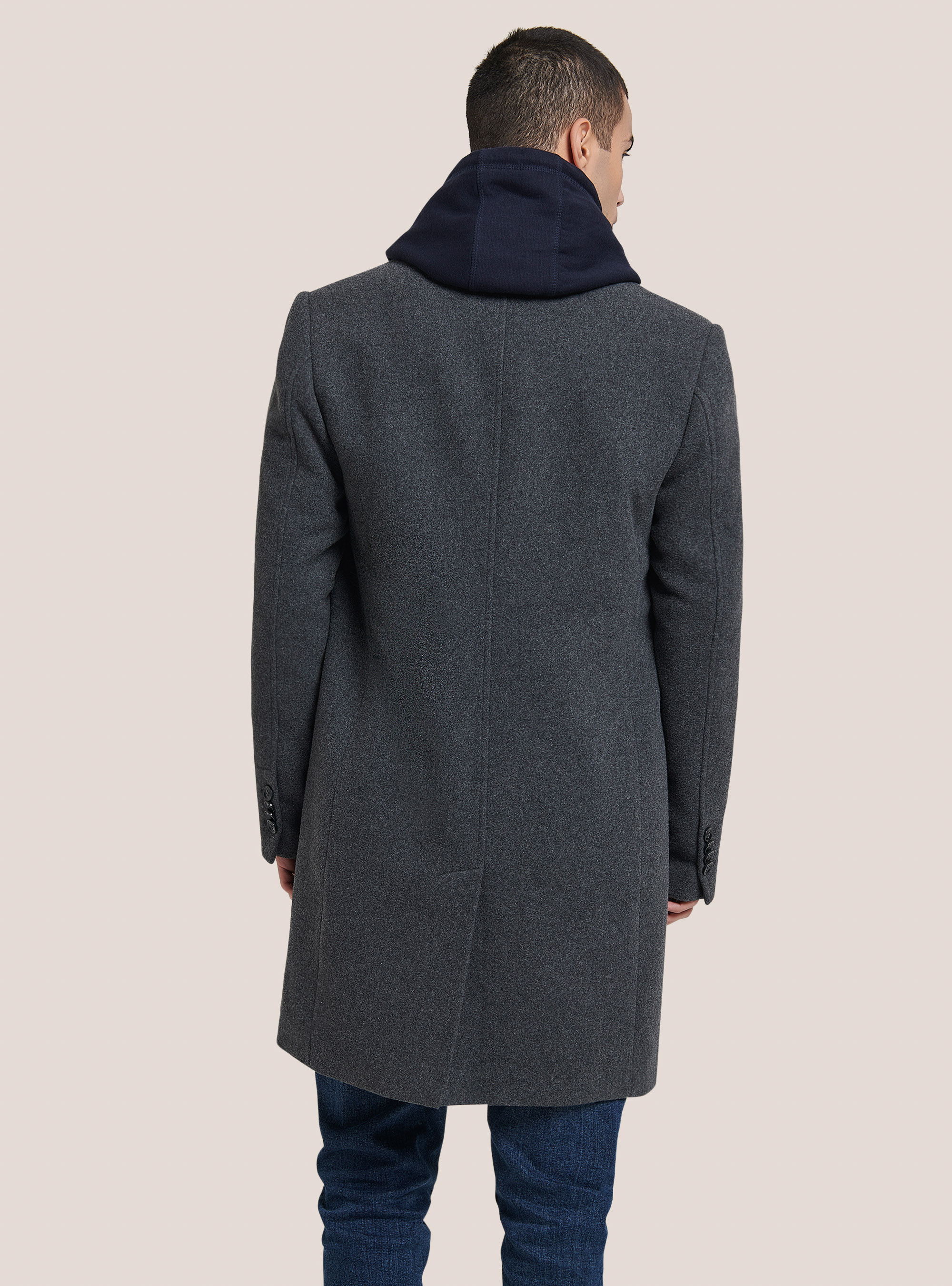 Single-breasted coat in wool blend, GREY