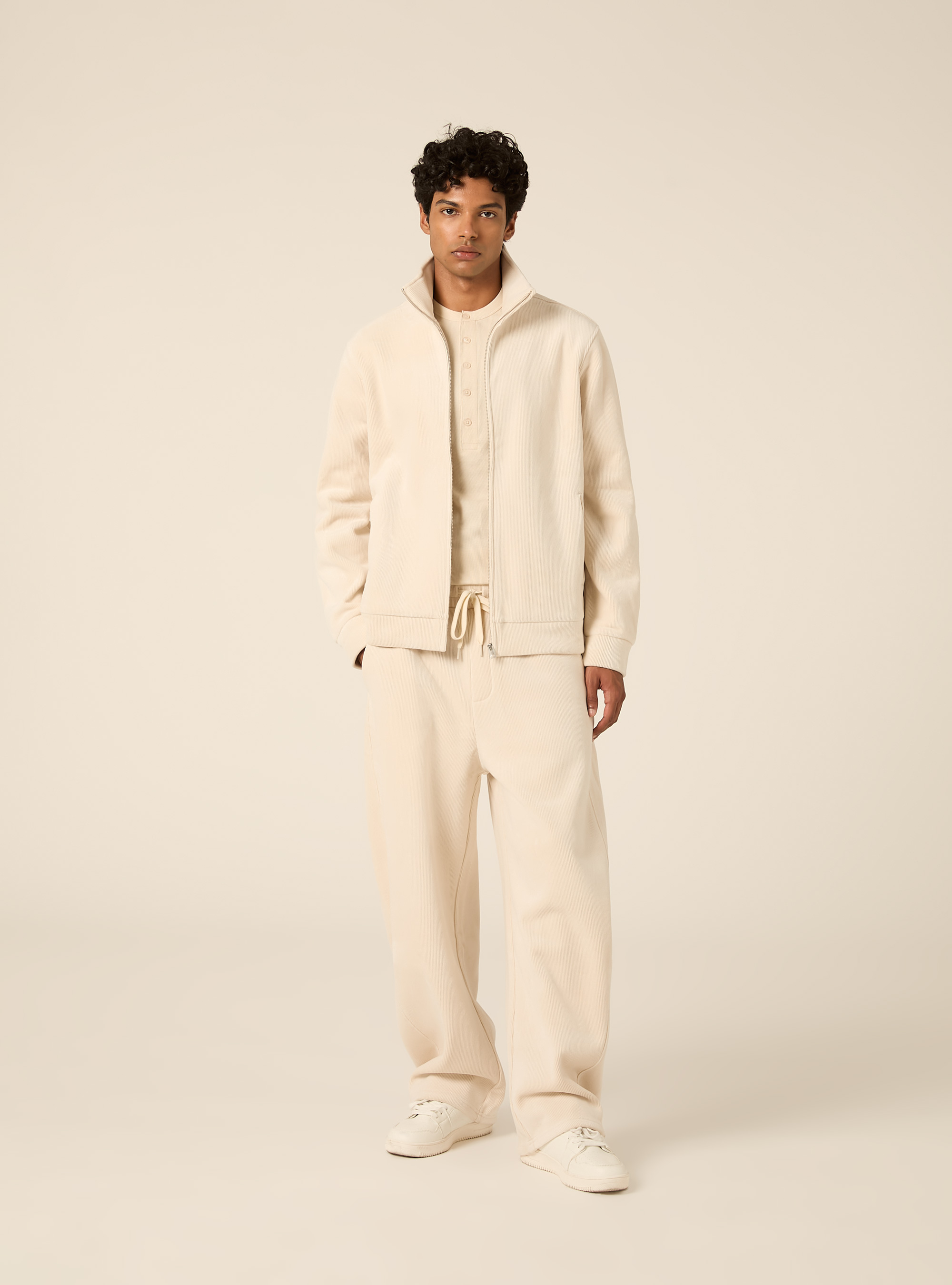 Pantalone in velluto a coste barrel fit, CR3 CREAM LIGHT