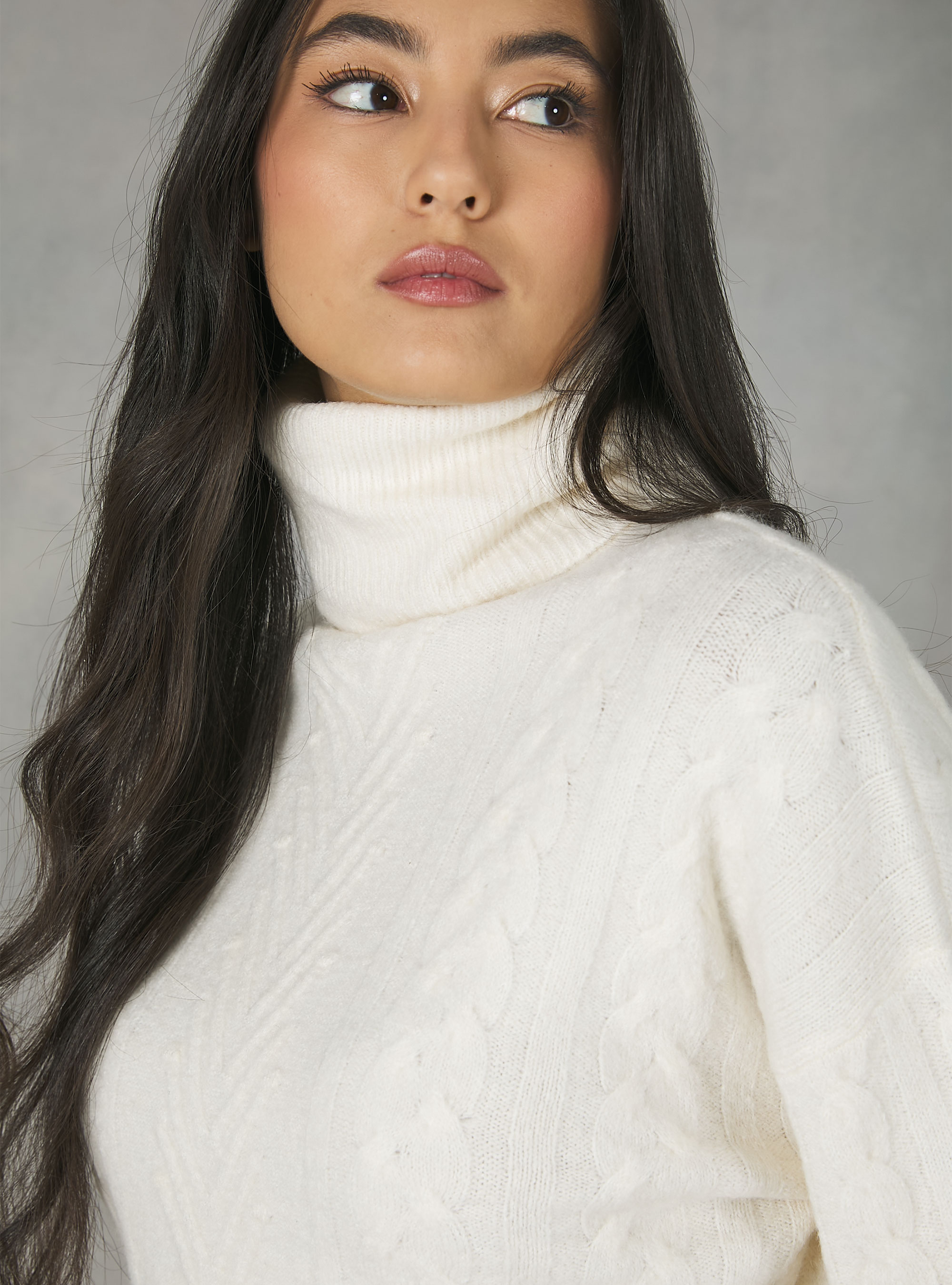 Cropped turtleneck pullover, WH2 WHITE