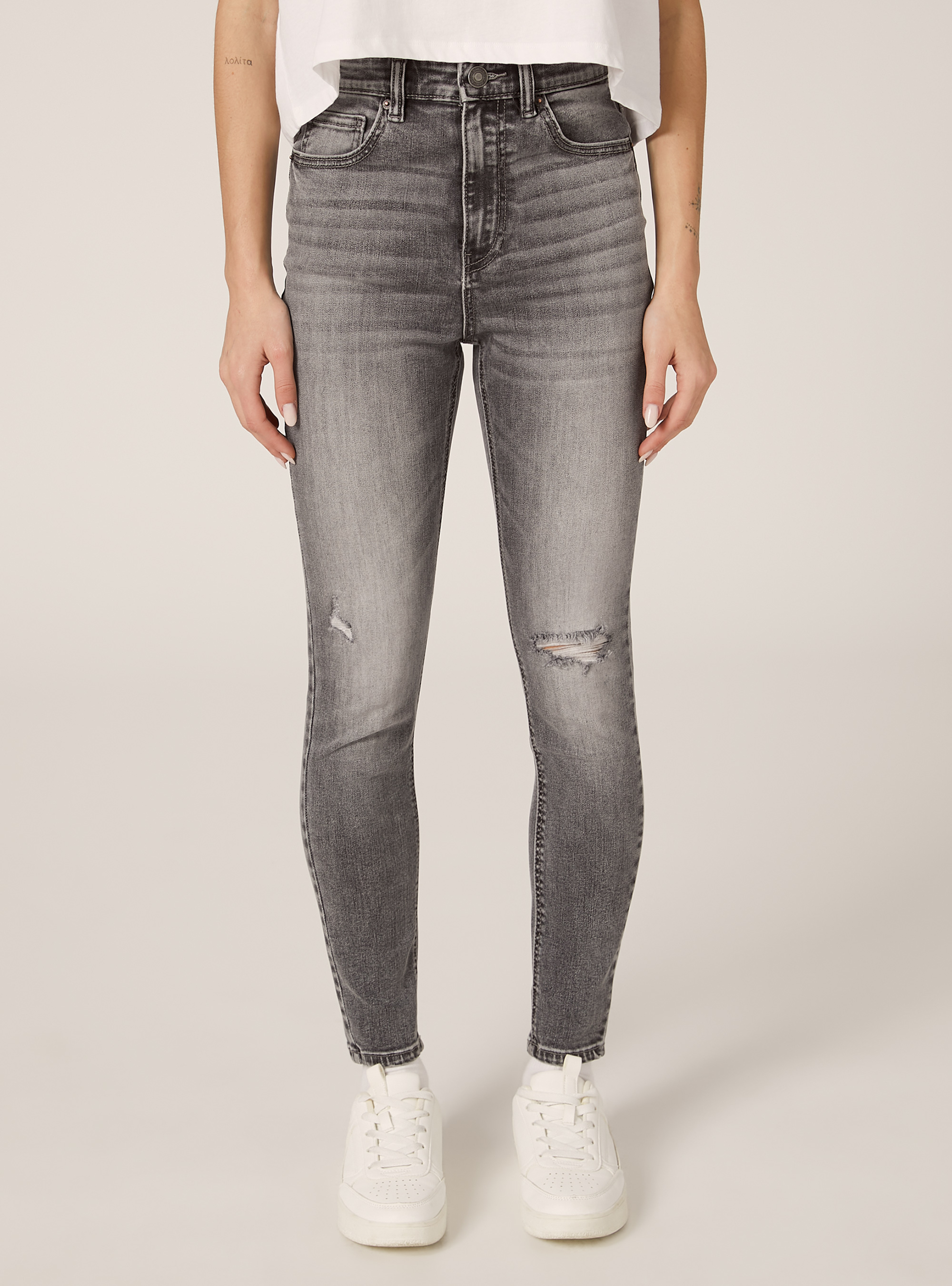 Vaqueros pitillo de cintura muy alta, D00G GREY