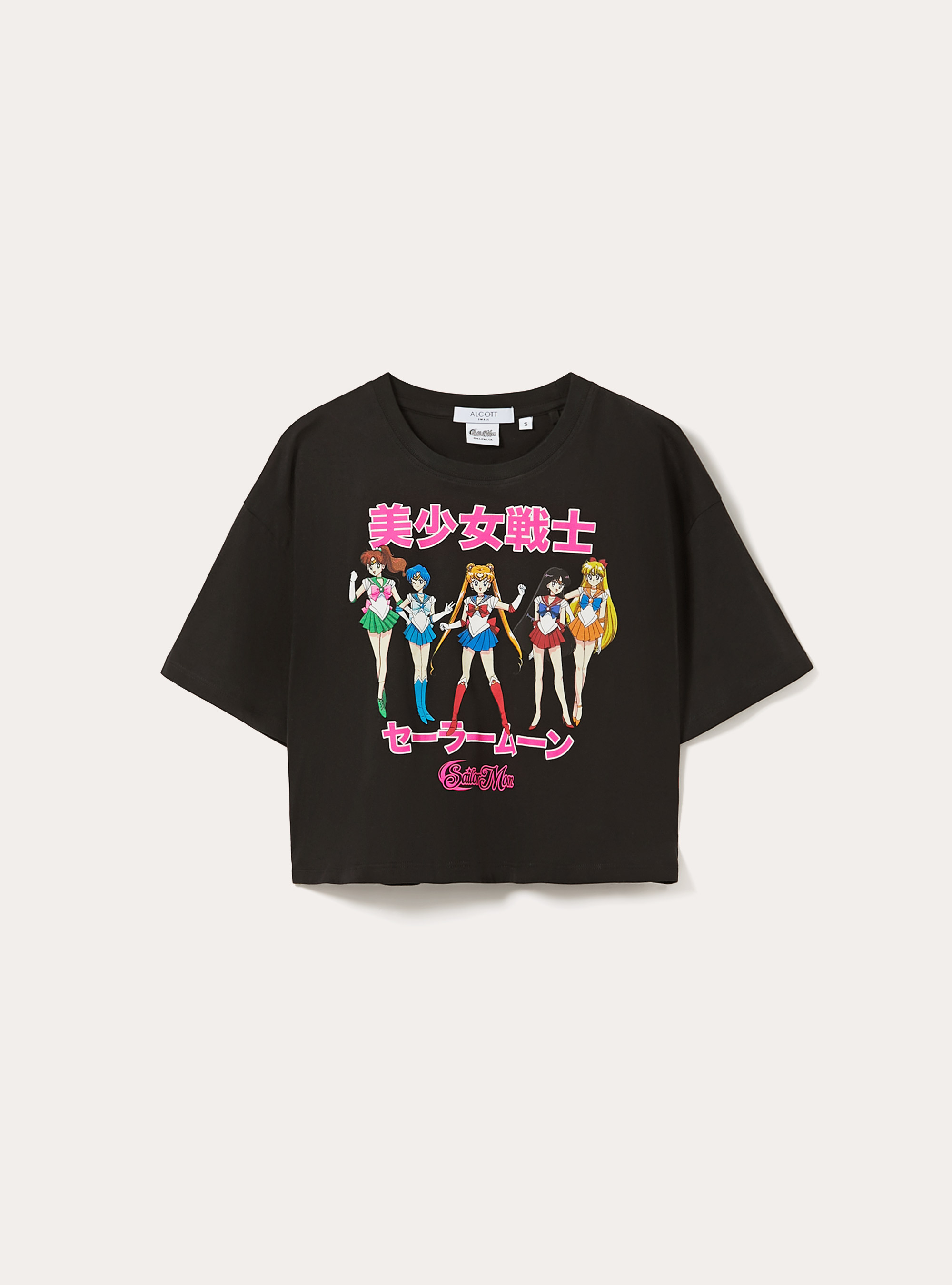 T-shirt crop licenza sailor moon, BK1 BLACK