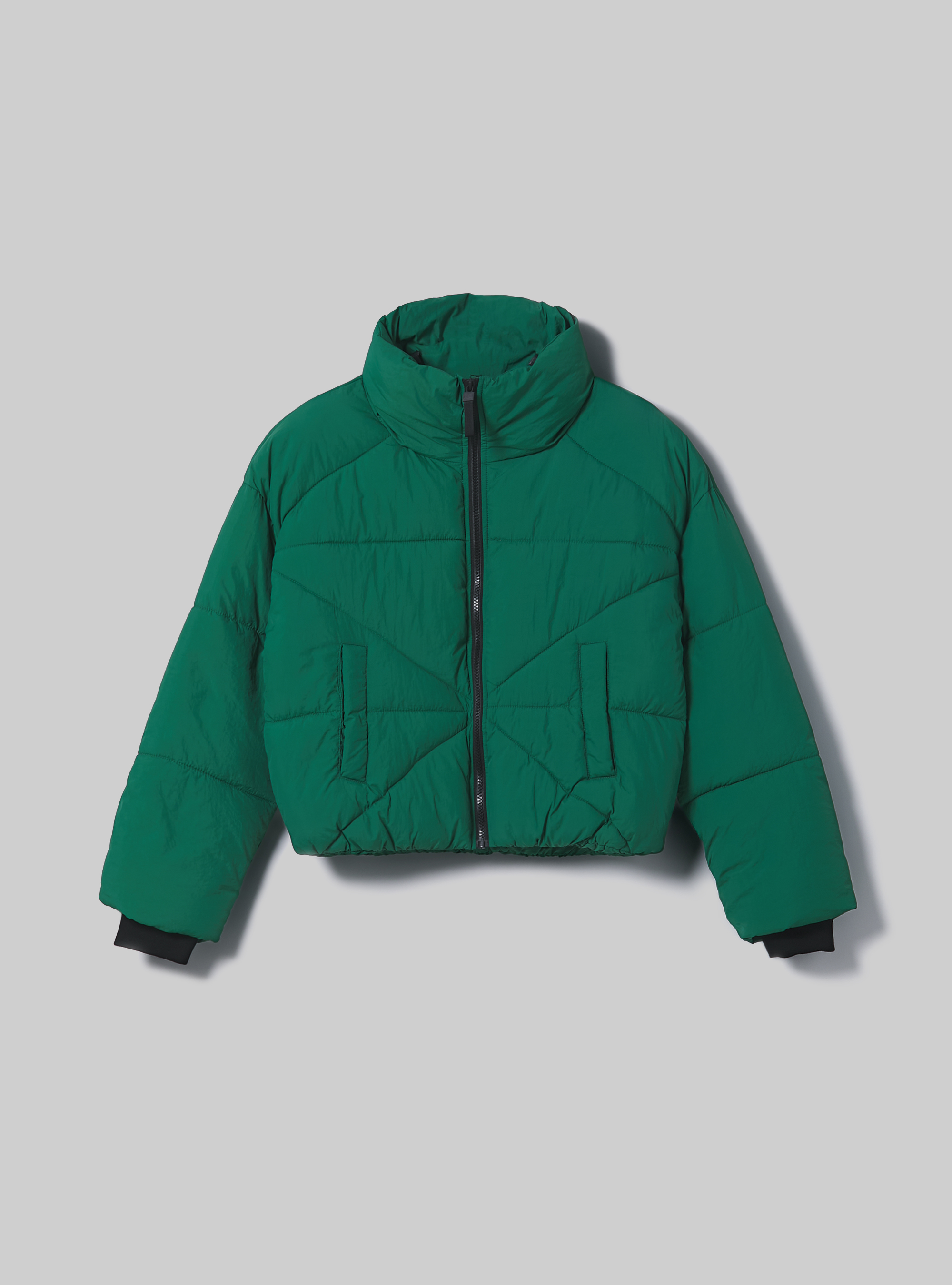 Cropped bomber jacket with recycled padding, GN1 GREEN DARK