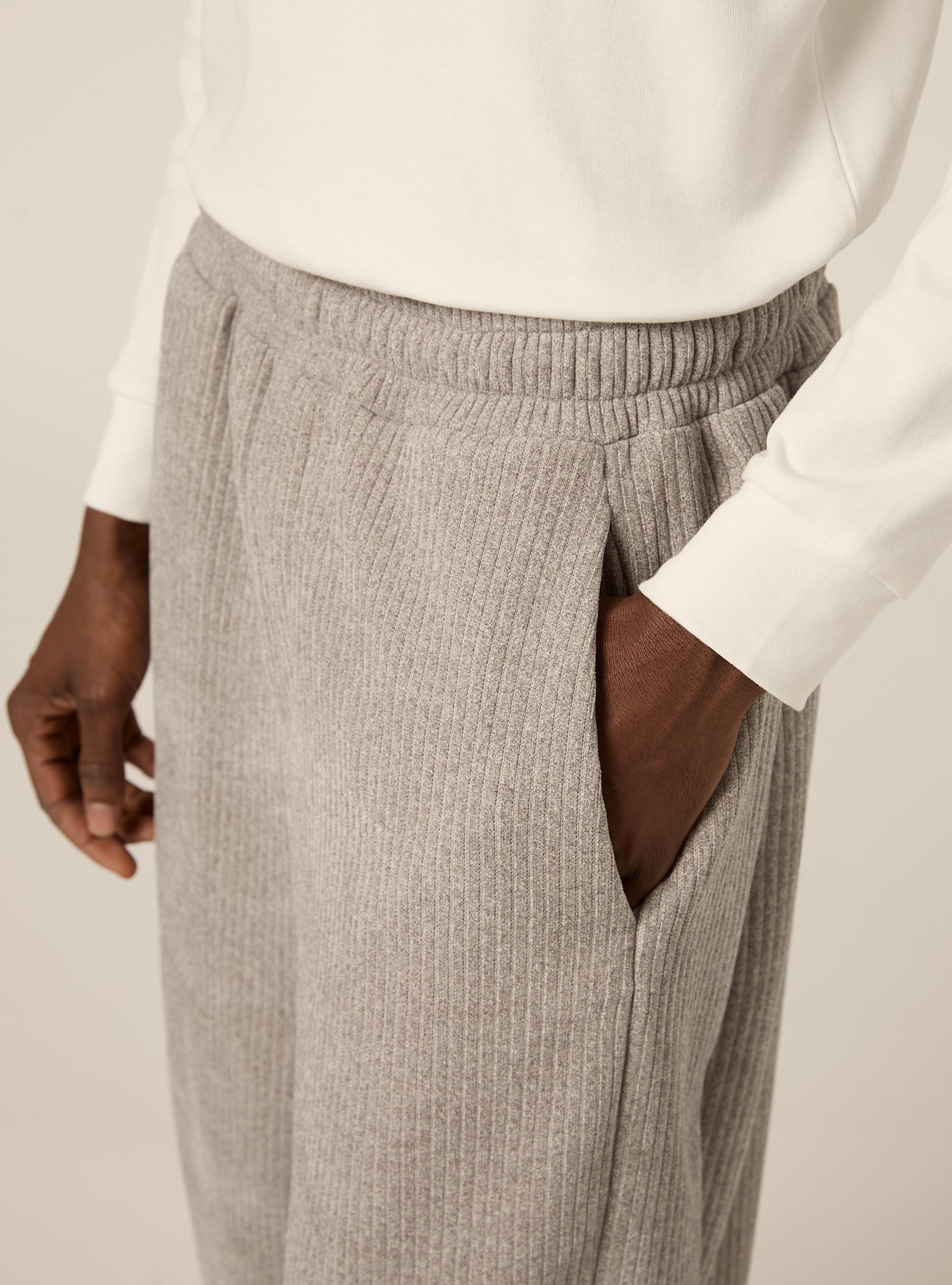 Pantalone in velluto a coste  barrel fit, MGY3 GREY MEL LIGHT