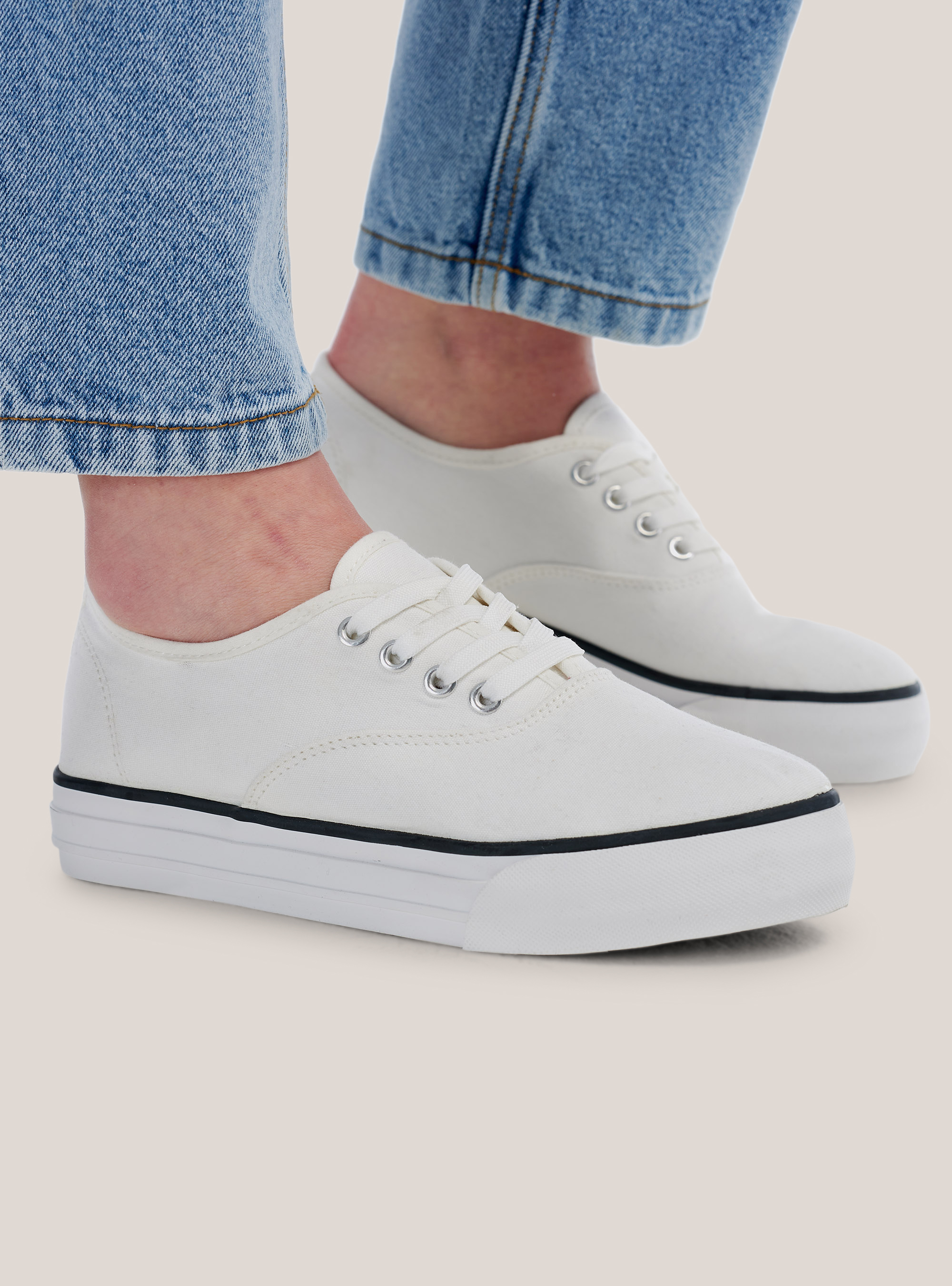 Sneakers de tela, BLANCO