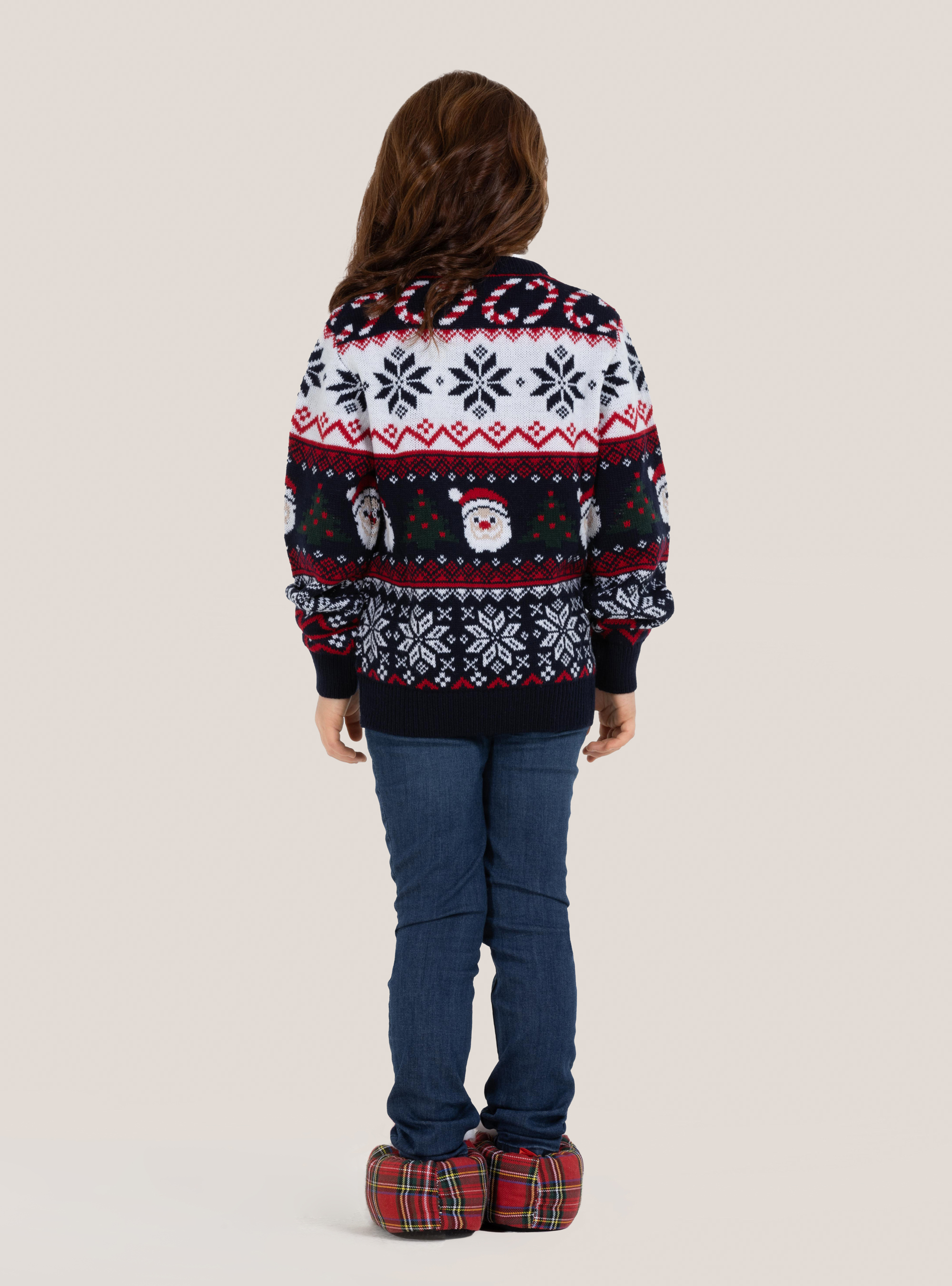 Pullover natalizio ''mini me'' con Babbo Natale, C210 BLUE NAVY
