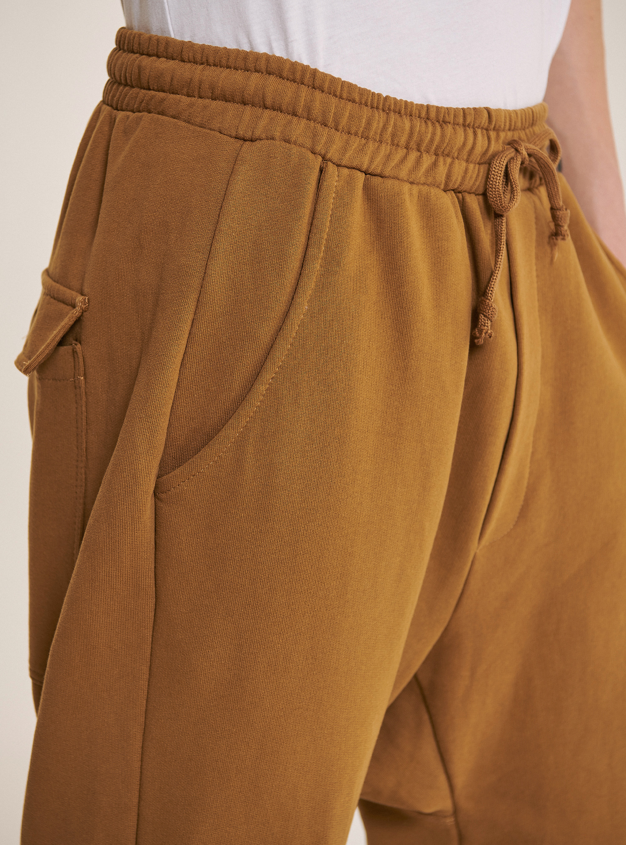 Basic fleece jogger with low crotch, C5605 RUSTY