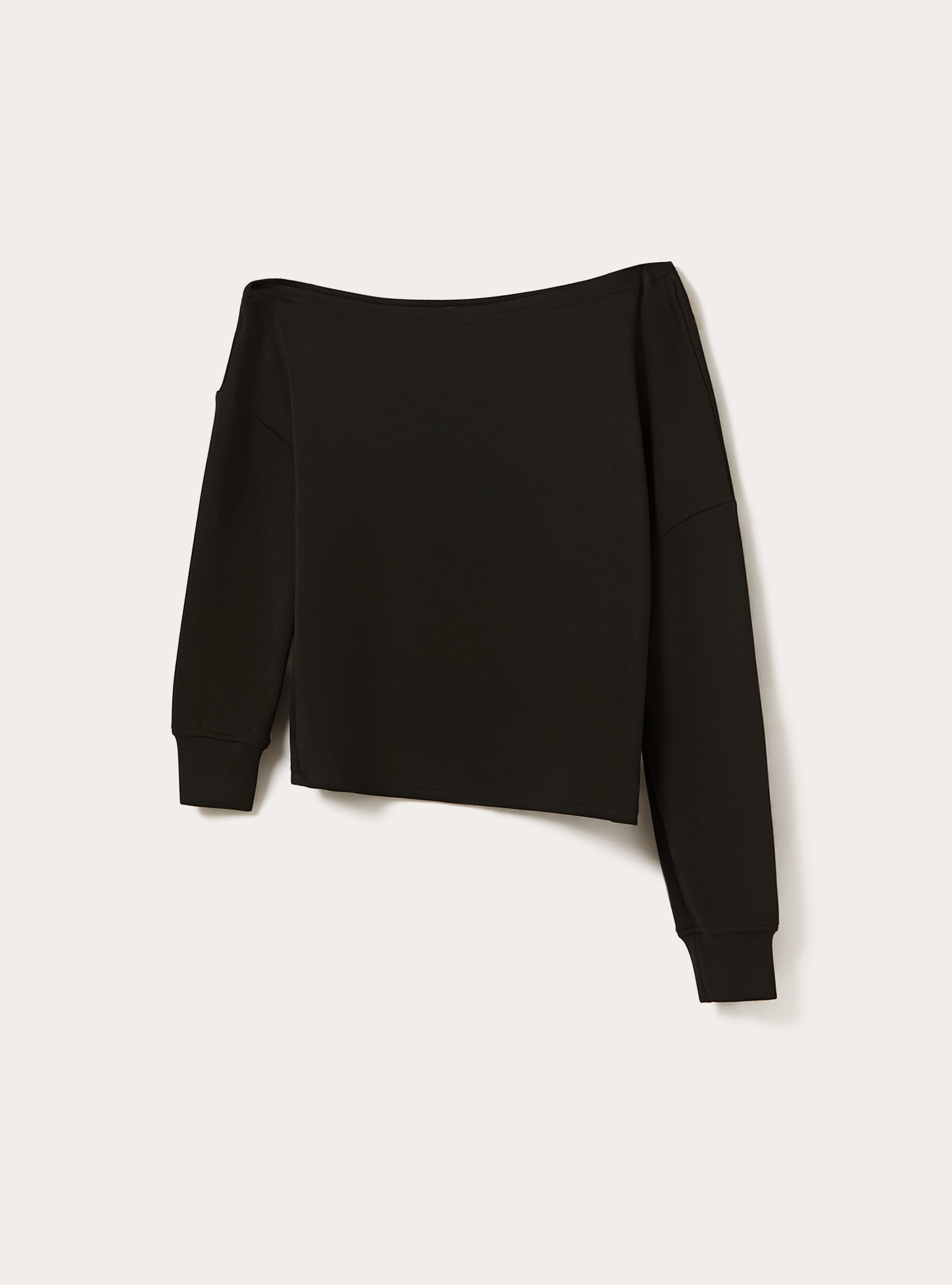 Soft touch asymmetric sweatshirt, BK1 BLACK