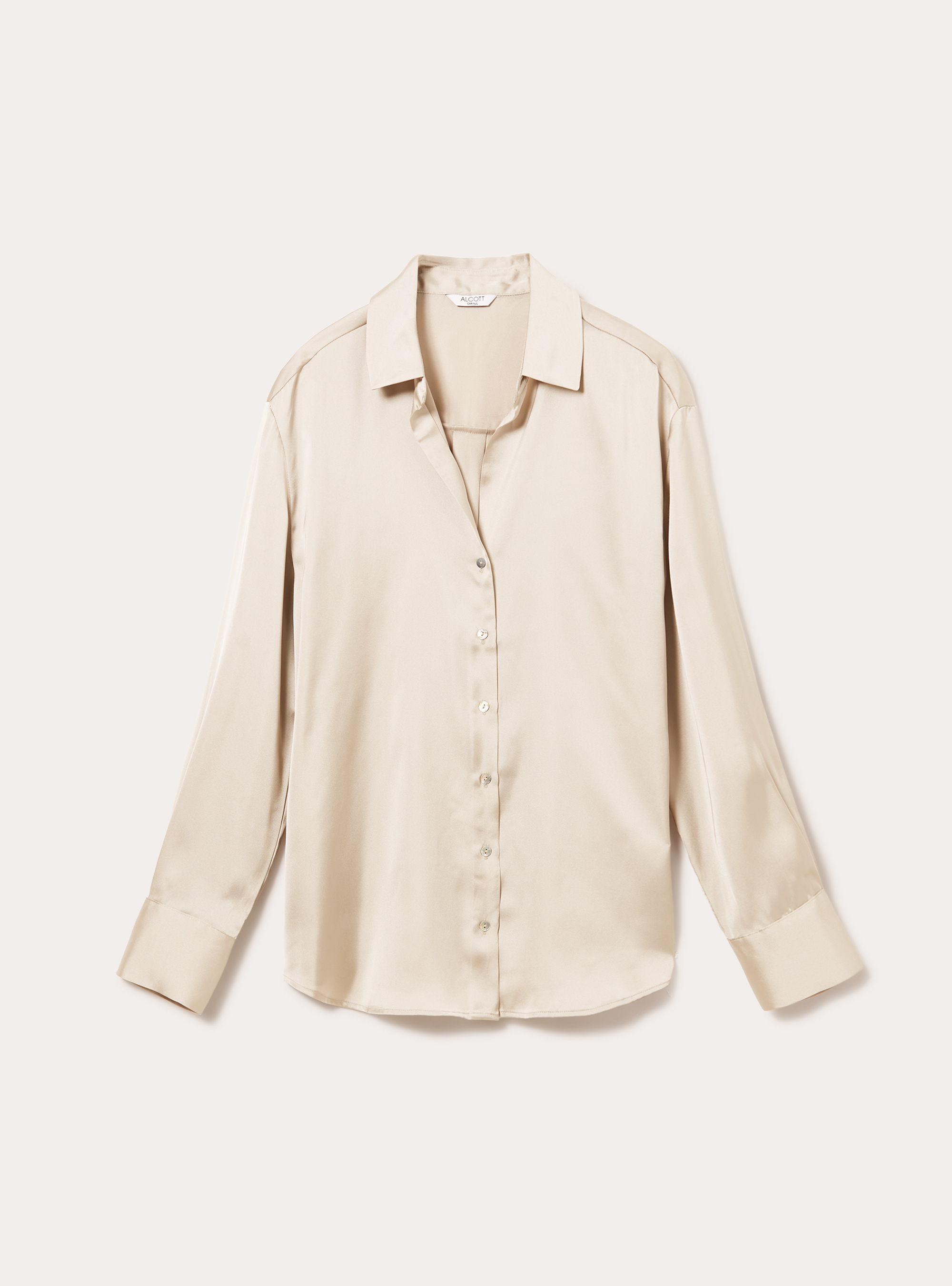 Plain satin shirt, BG2 BEIGE MEDIUM