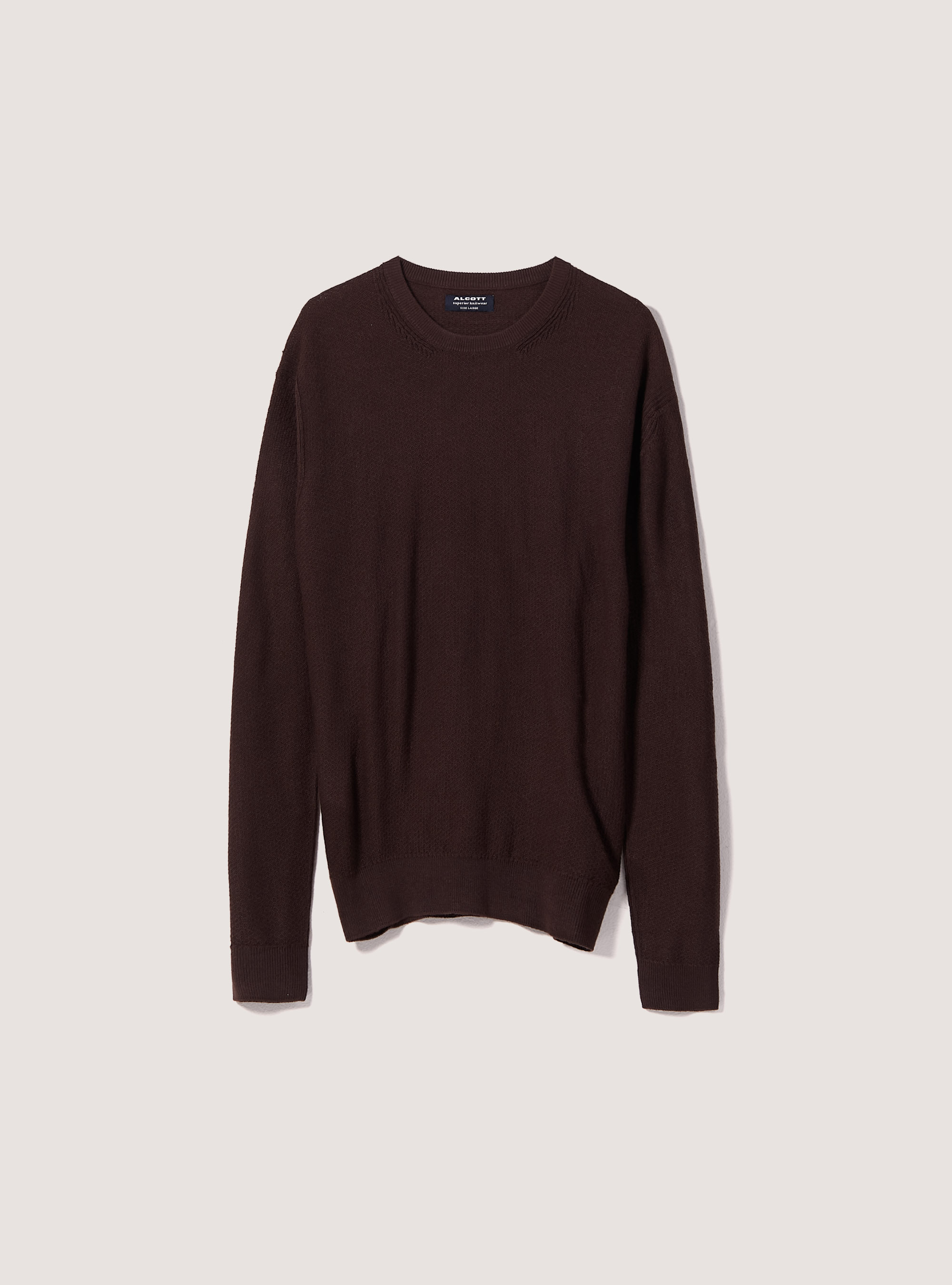 Crew-neck pullover with texture, BR2 BROWN MEDIUM