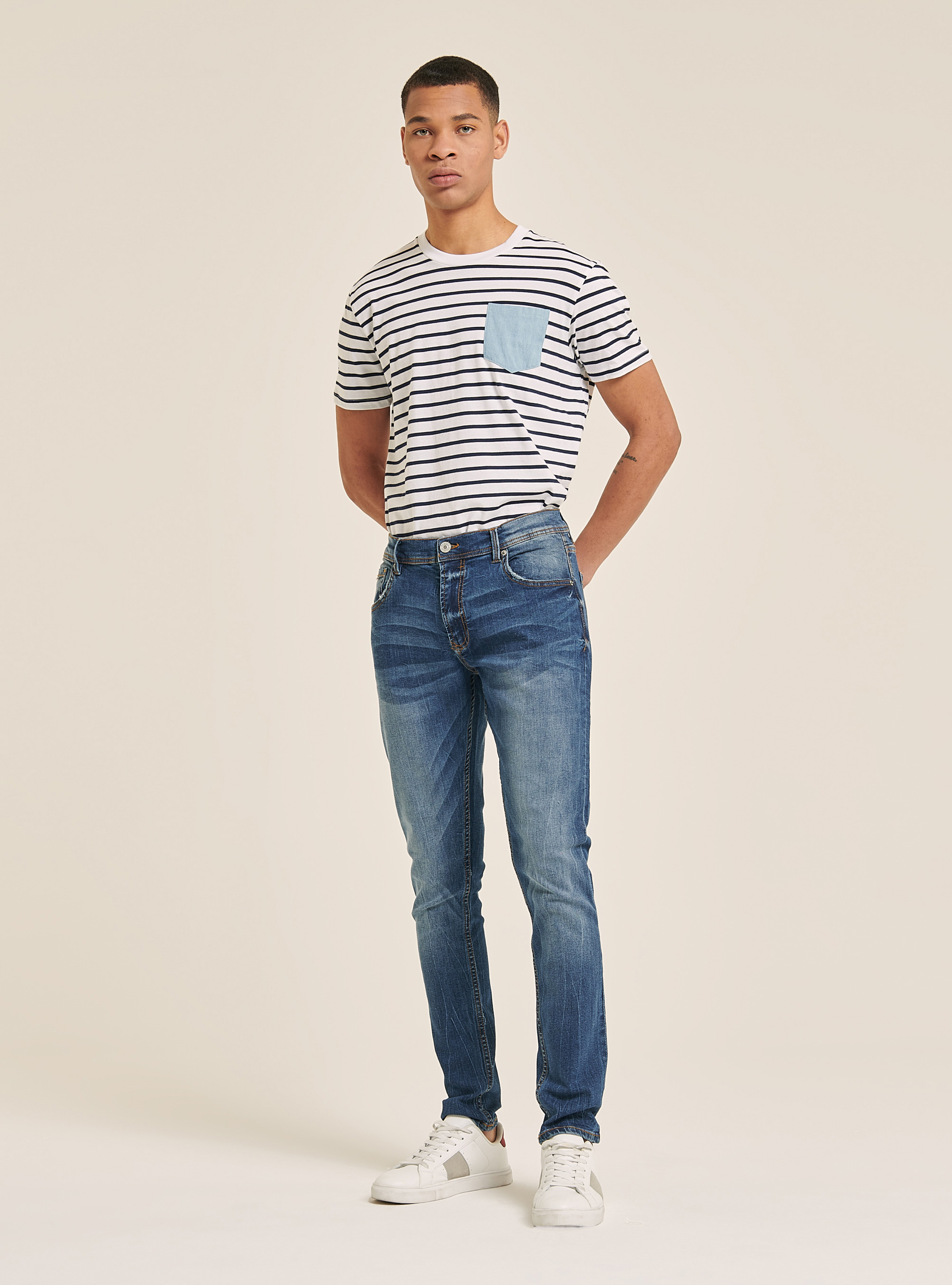 Jeans en coton super skinny, C284 AZZURRE