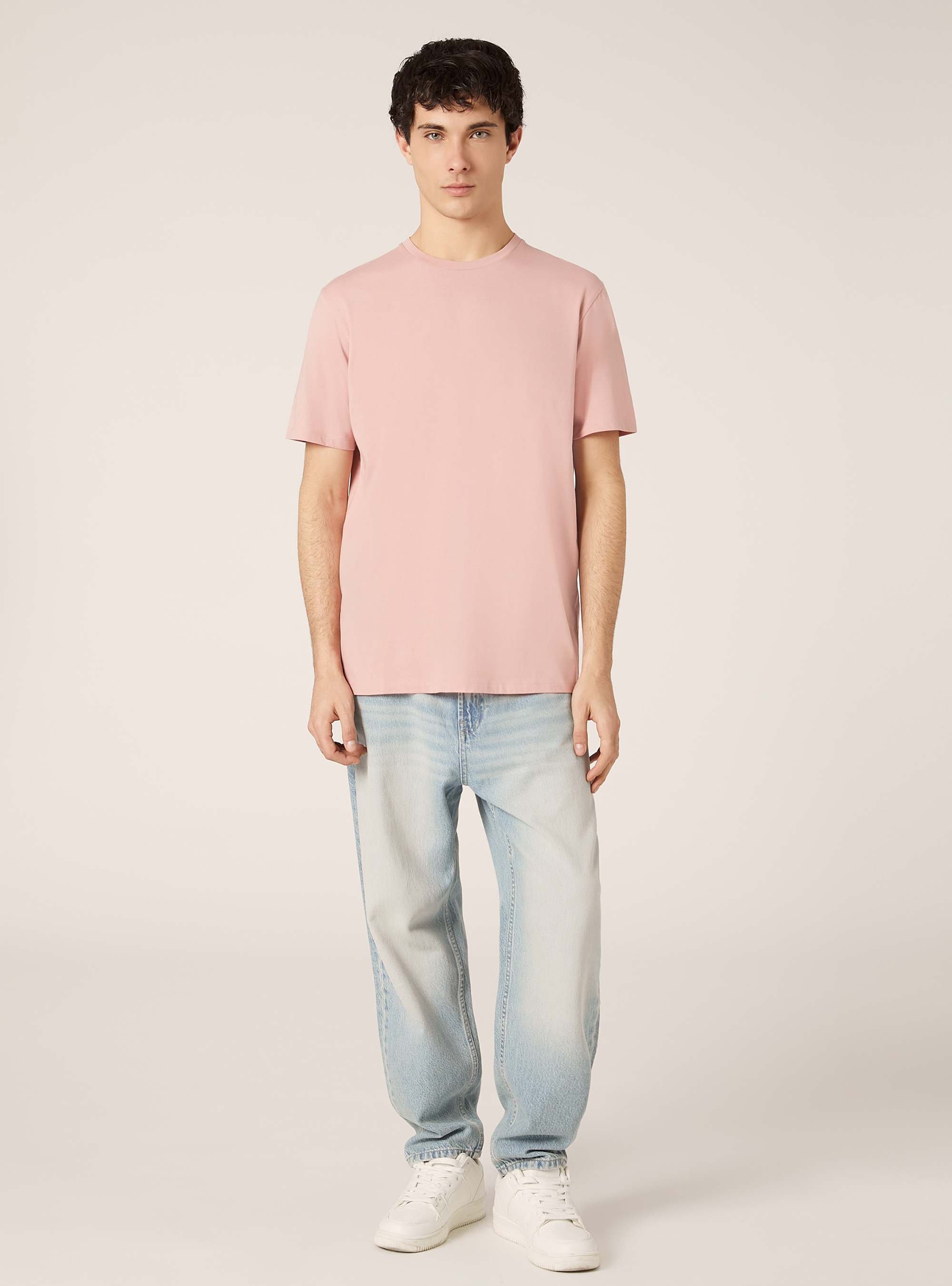 T-shirt en coton à col ras du cou, PK2 PINK MEDIUM