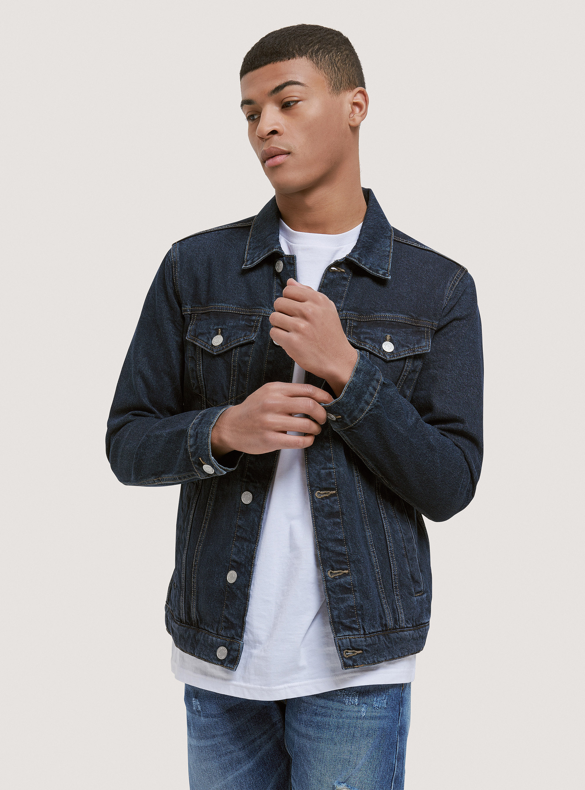 Regular fit denim jacket, BLUE NAVY