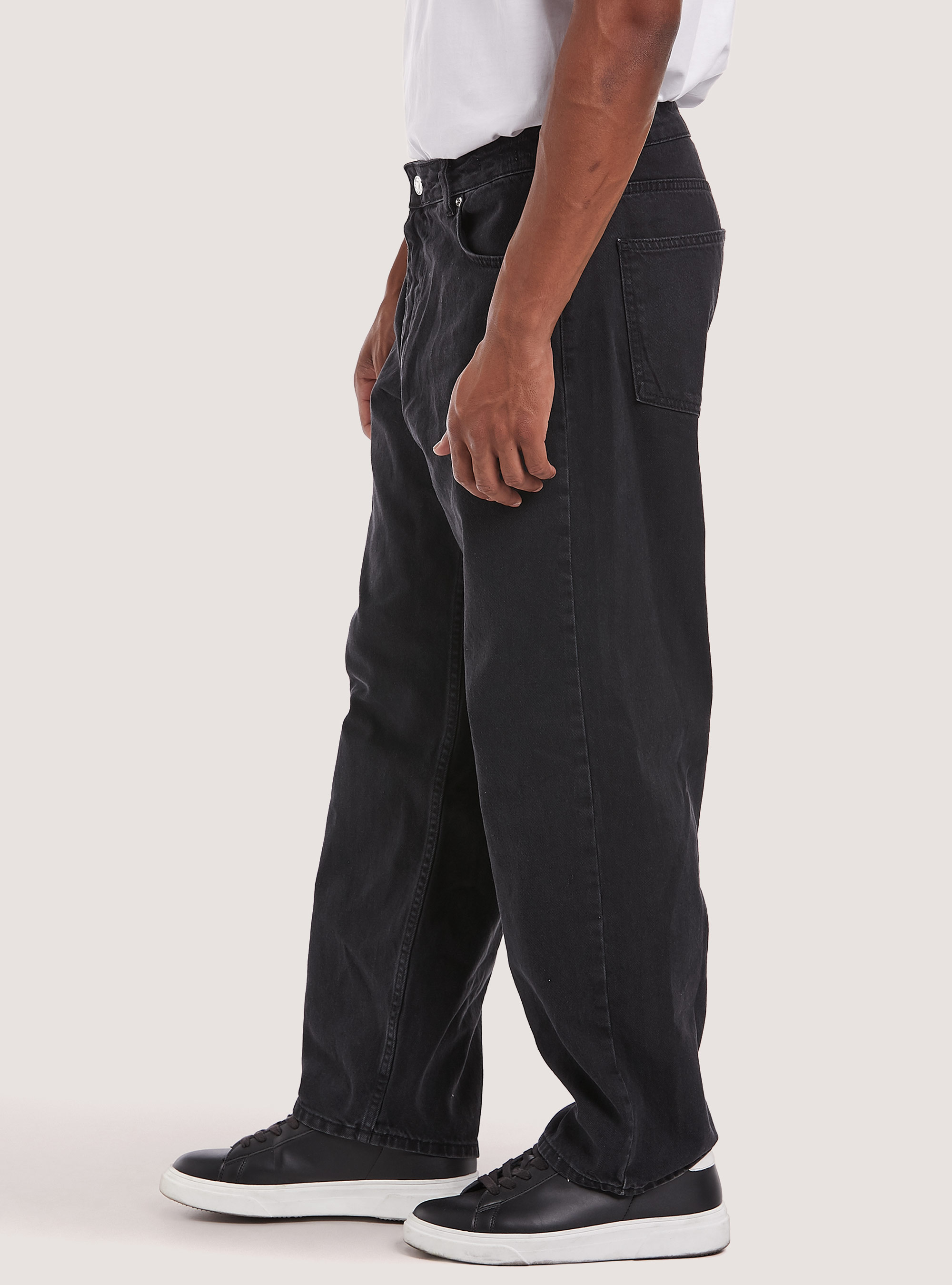 Jeans baggy fit in cotone, D000 BLACK