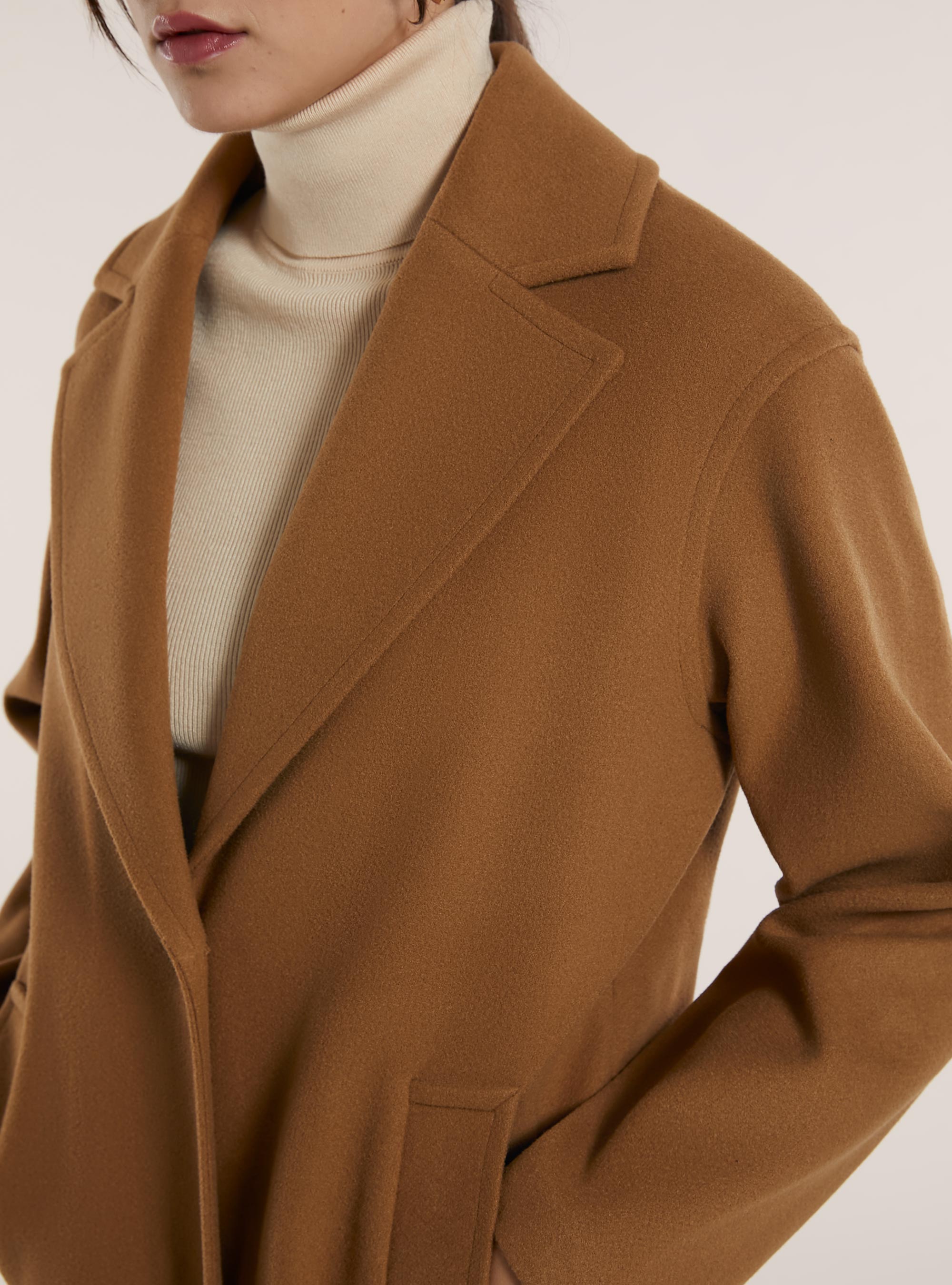 Plain single-breasted coat, TB2 TOBACCO MEDIUM