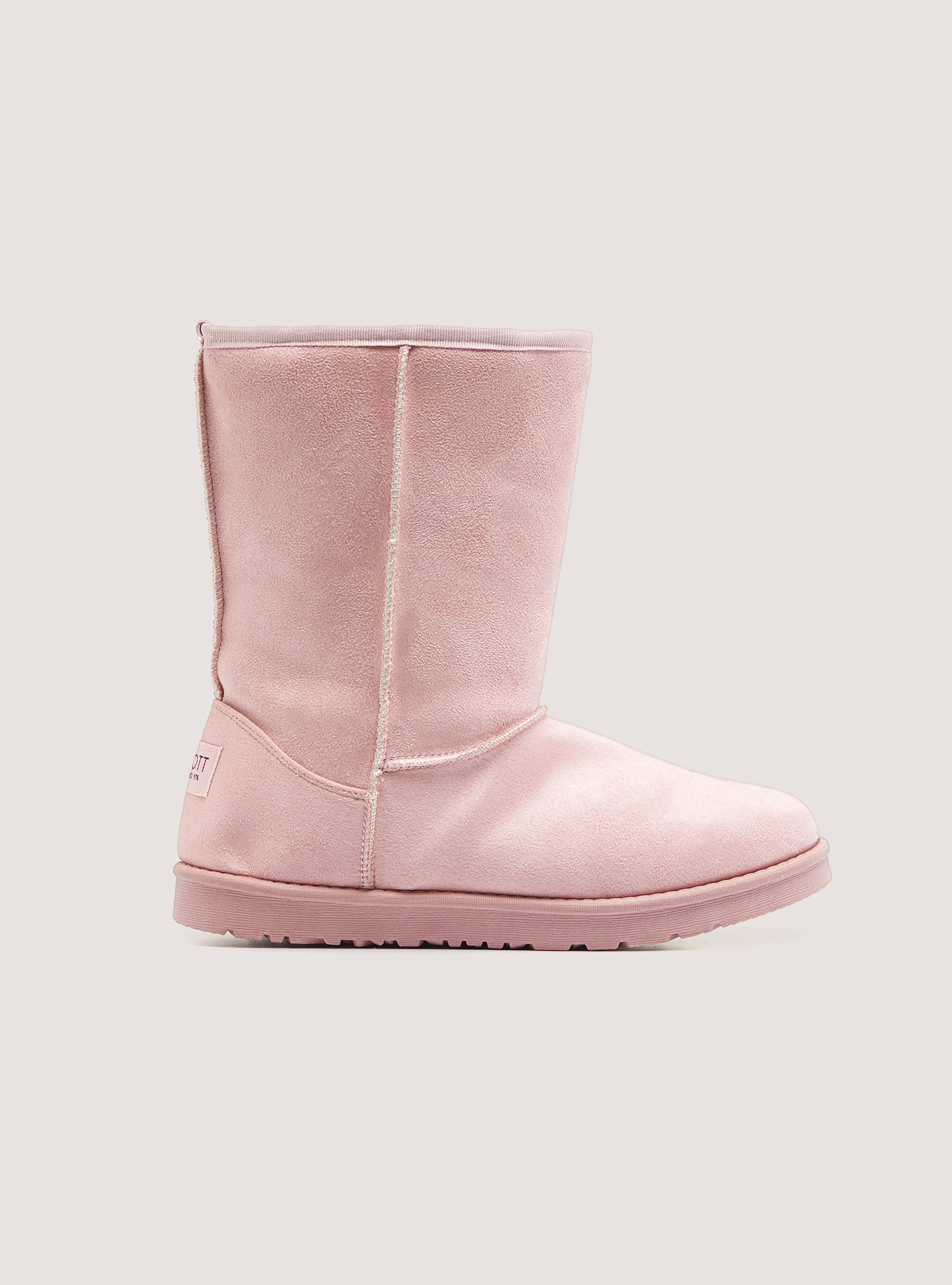 Suede ankle boots with faux fur inside, C051 PINK
