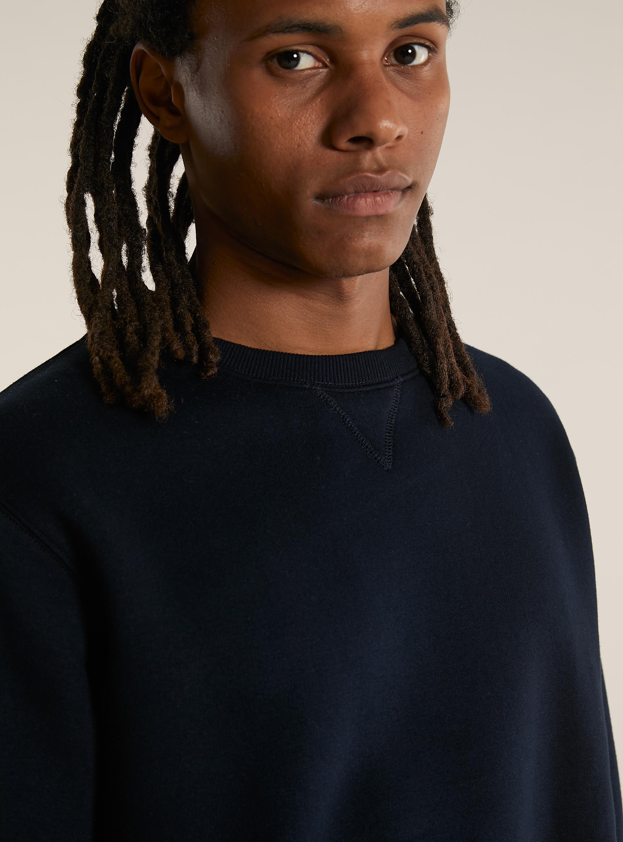 Sudadera de cuello redondo de color liso, NA1 NAVY DARK