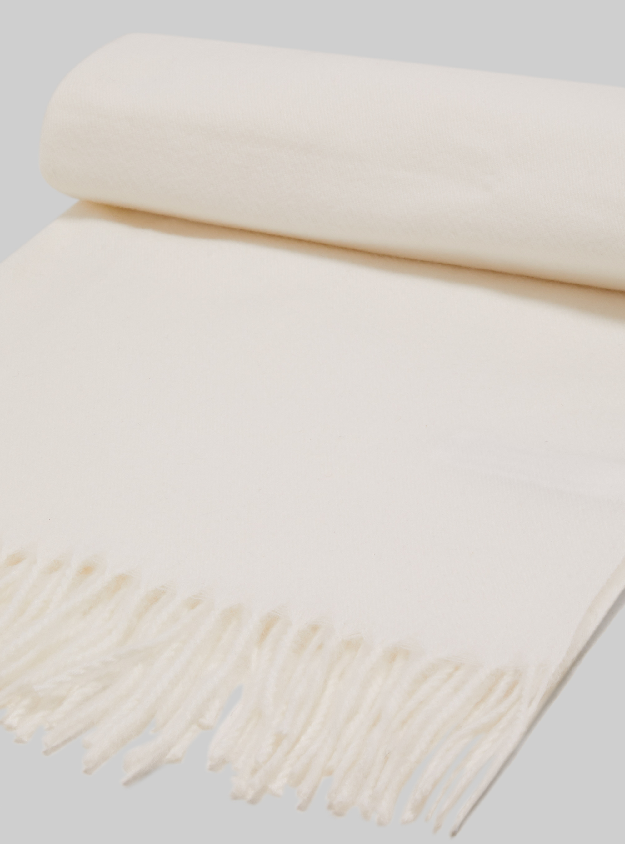 &Eacute;charpe unie avec franges, MWH1 WHITE MEL DARK