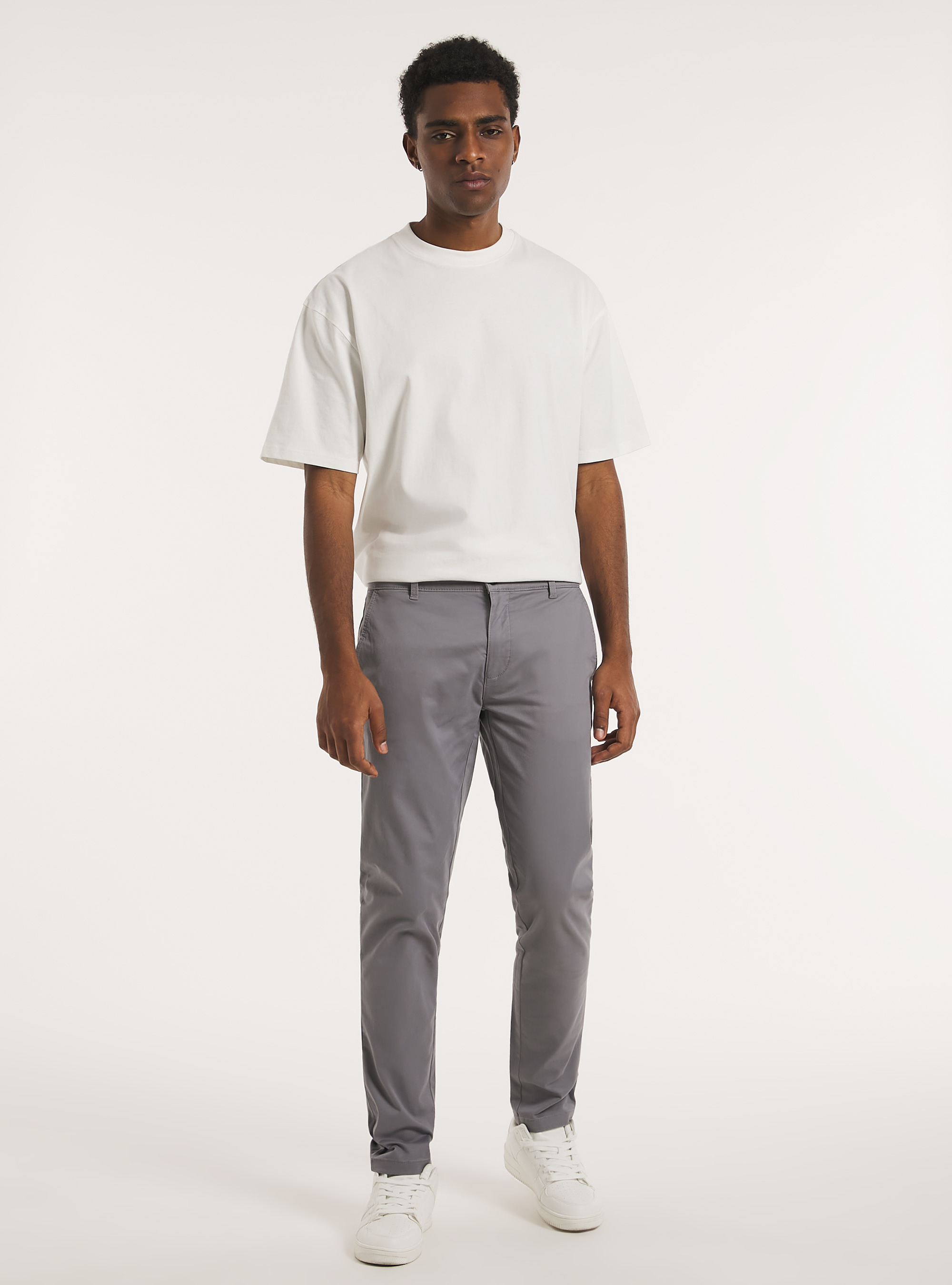 Skinny fit stretch twill chinos, GY3 GREY LIGHT