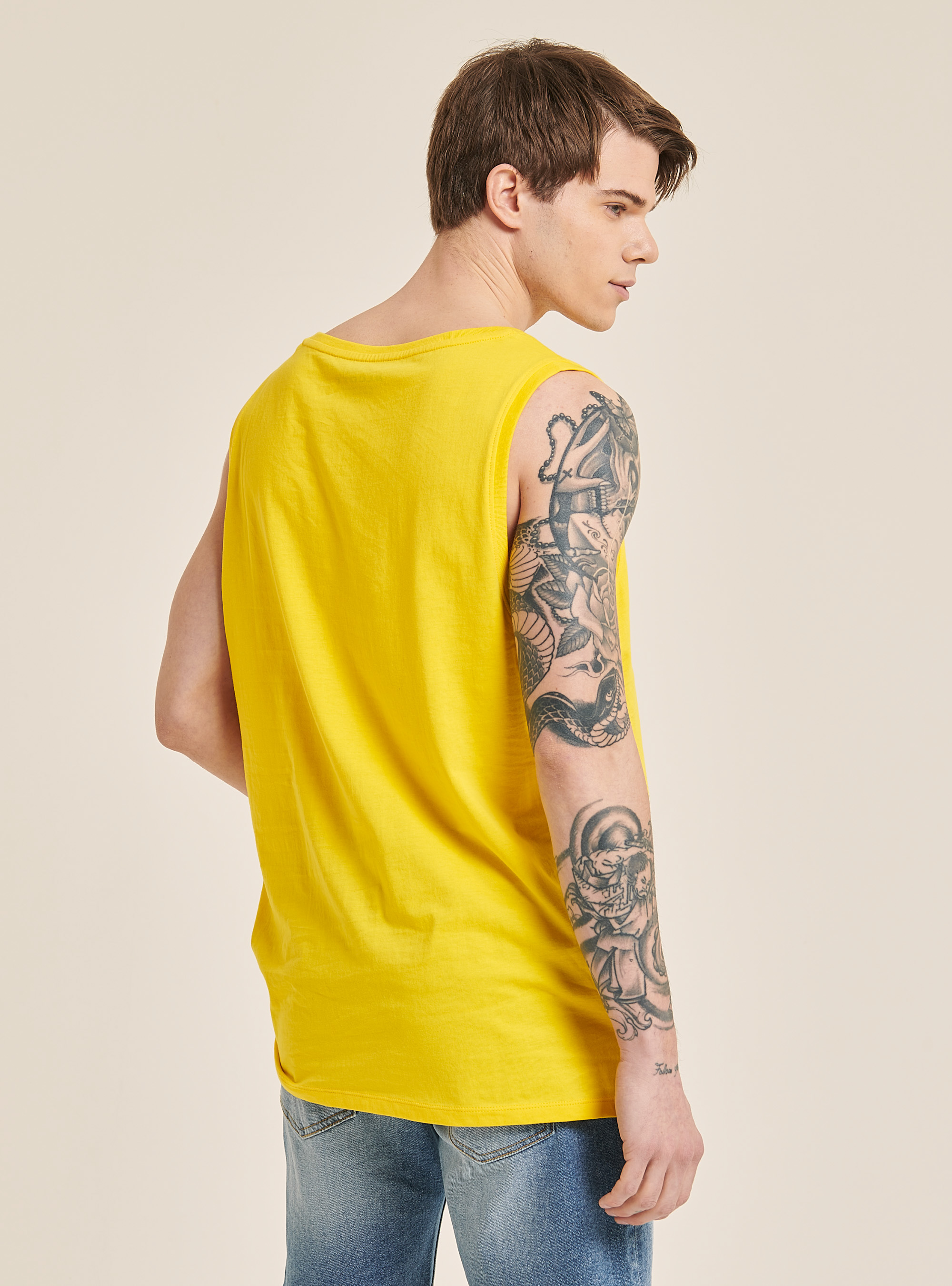 Basic cotton vest top, C7704 YELLOW