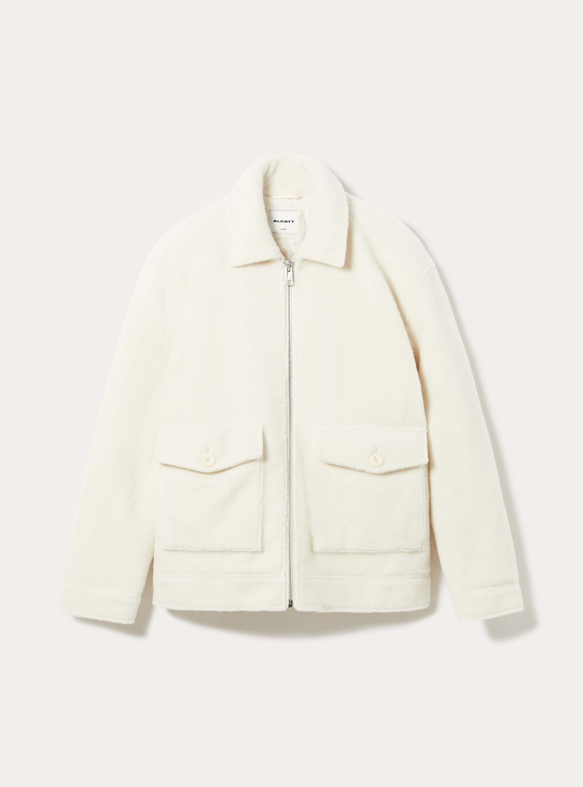 Bomber con collo camicia n melton, WH1 OFF WHITE