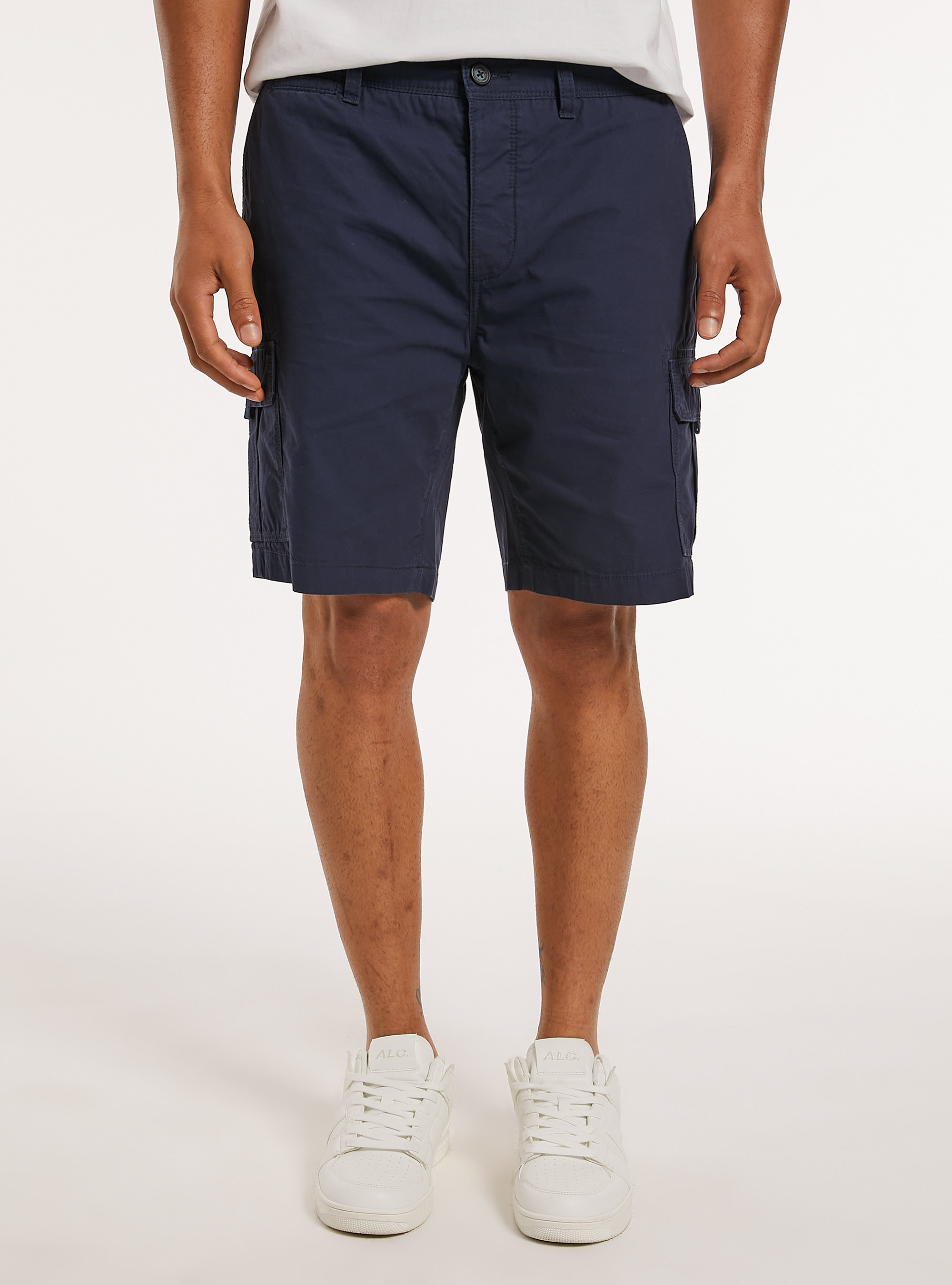 Cotton cargo bermuda shorts, BL1 BLUE DARK
