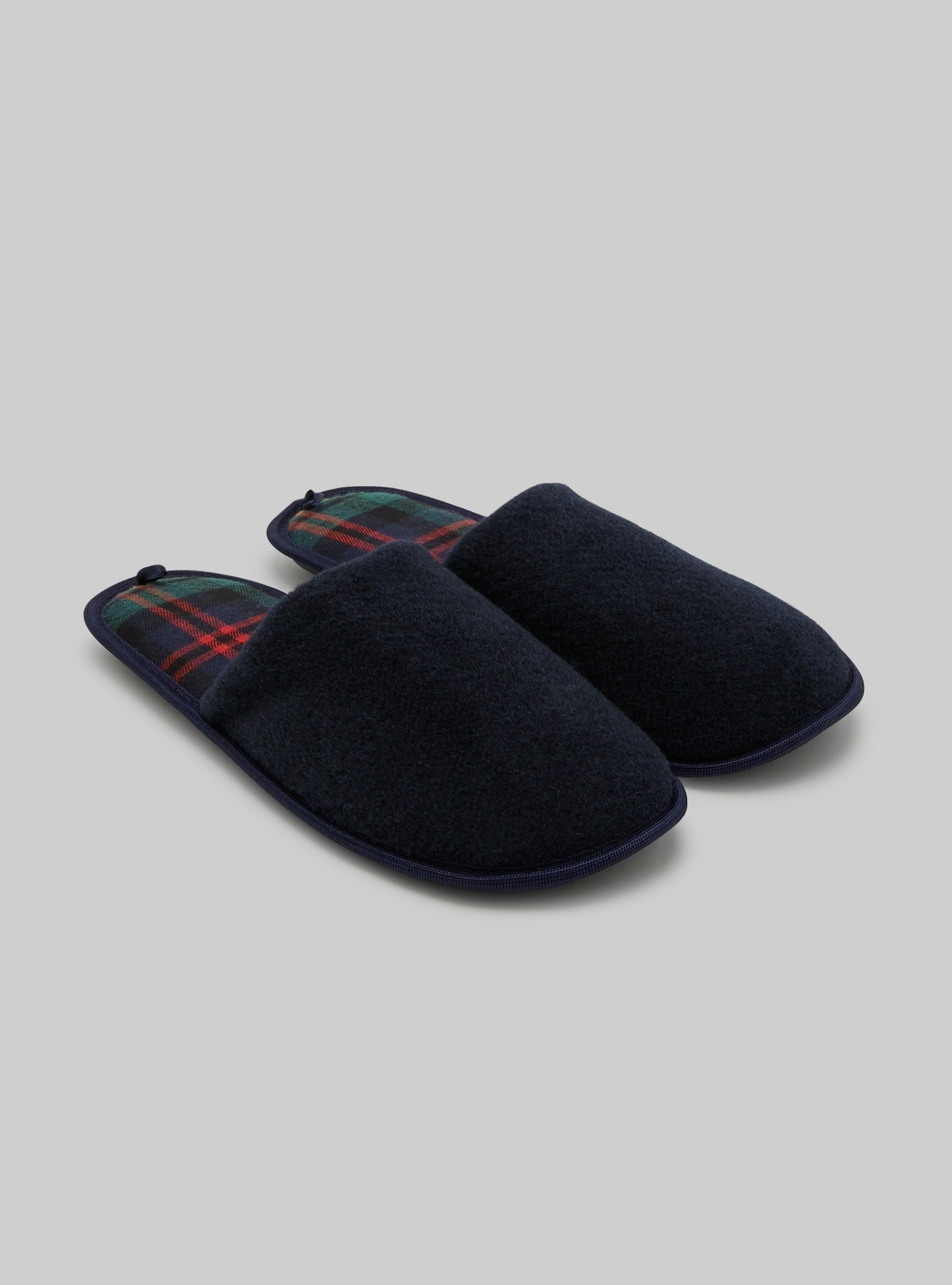 Slippers with tartan lining, NA1 NAVY DARK