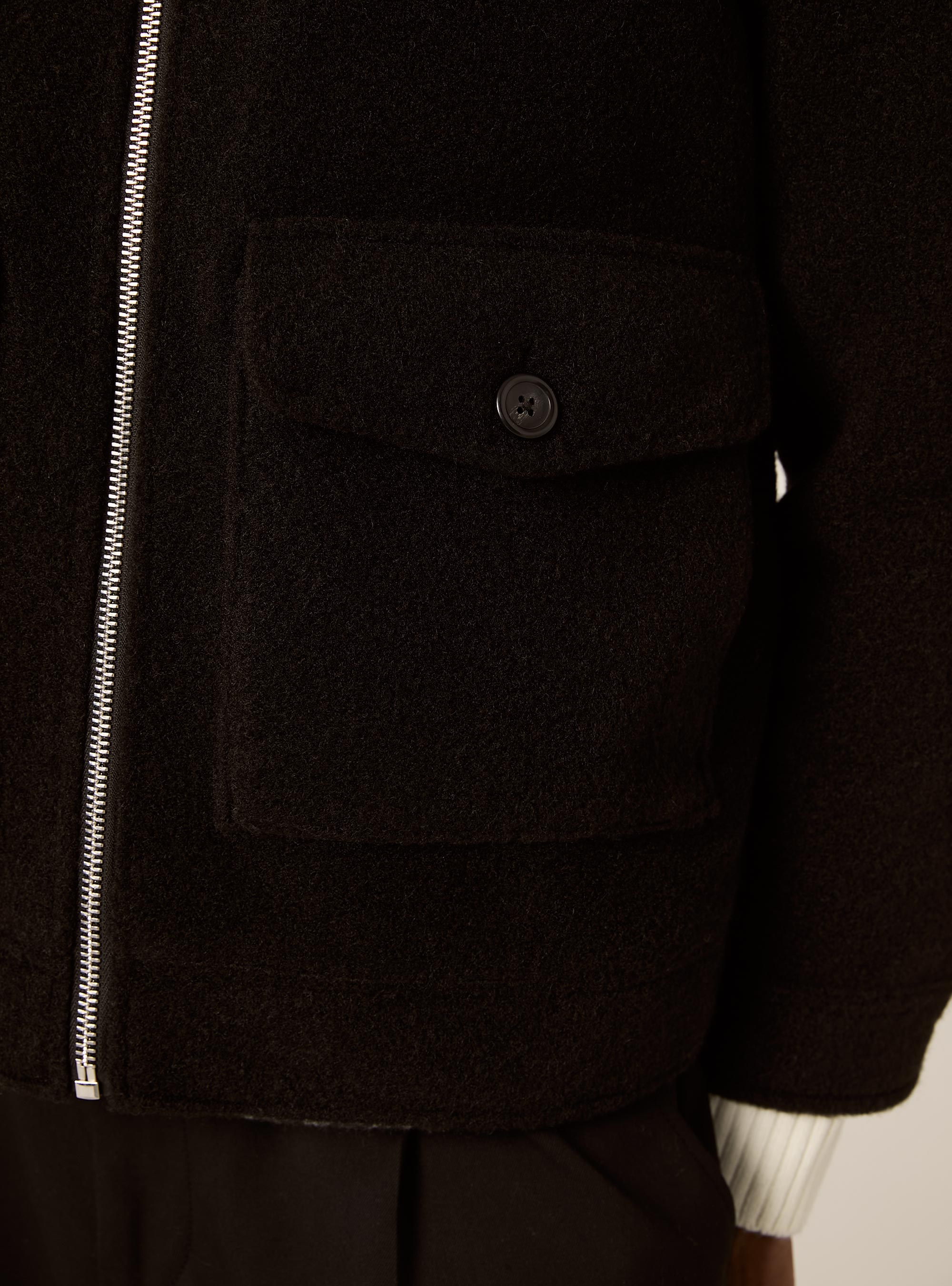 Bomber con collo camicia n melton, BK1 BLACK