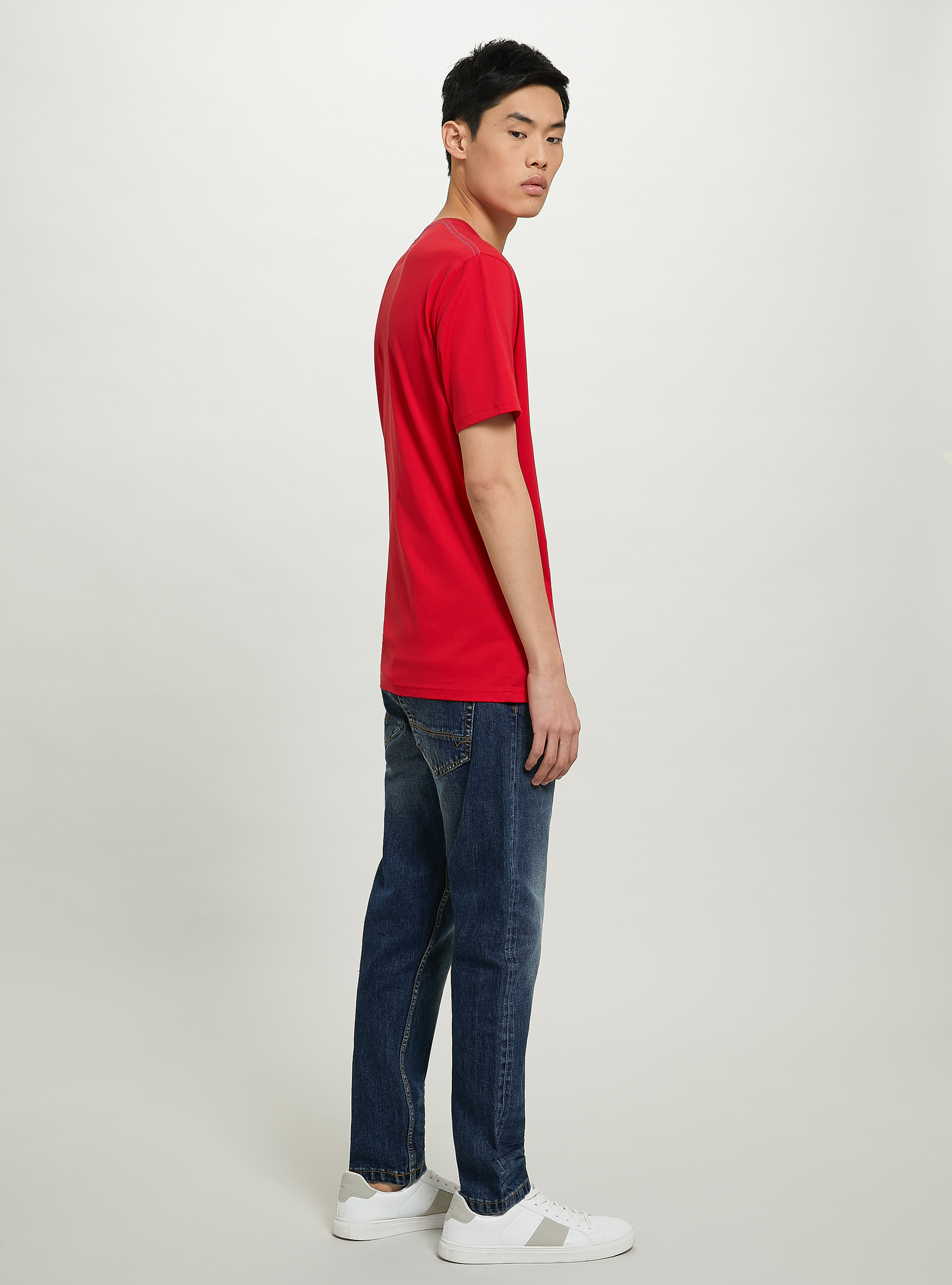 T-shirt en coton avec imprimé, C3376 RED