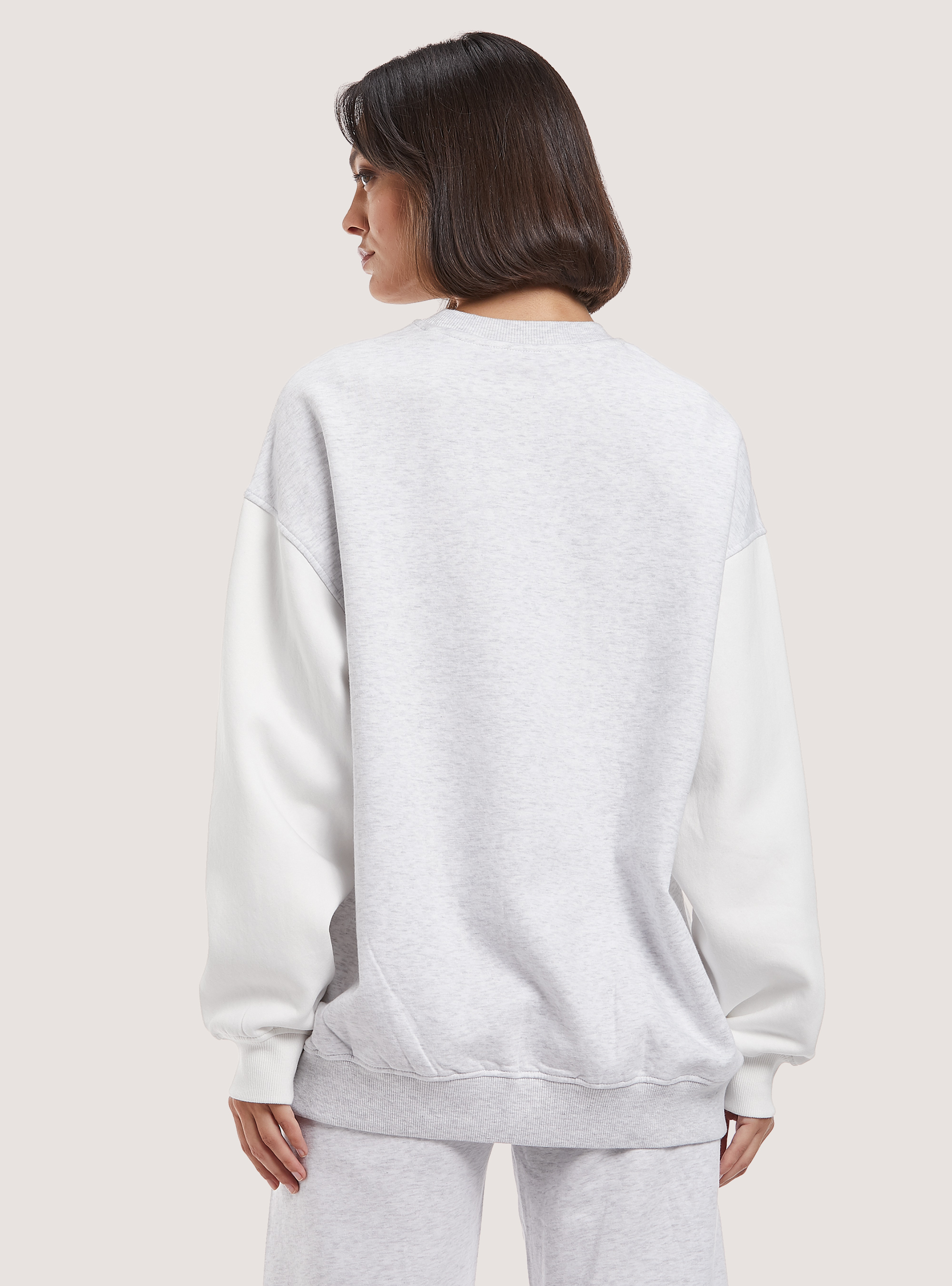 Sweatshirt with print and contrasting sleeves, MGY3 GREY MEL LIGHT