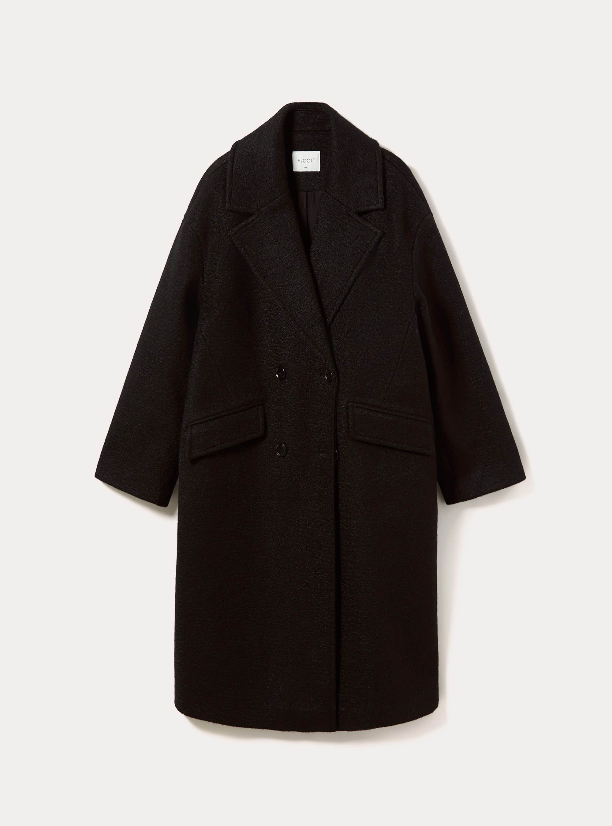 Double-breasted overcoat, BK1 BLACK