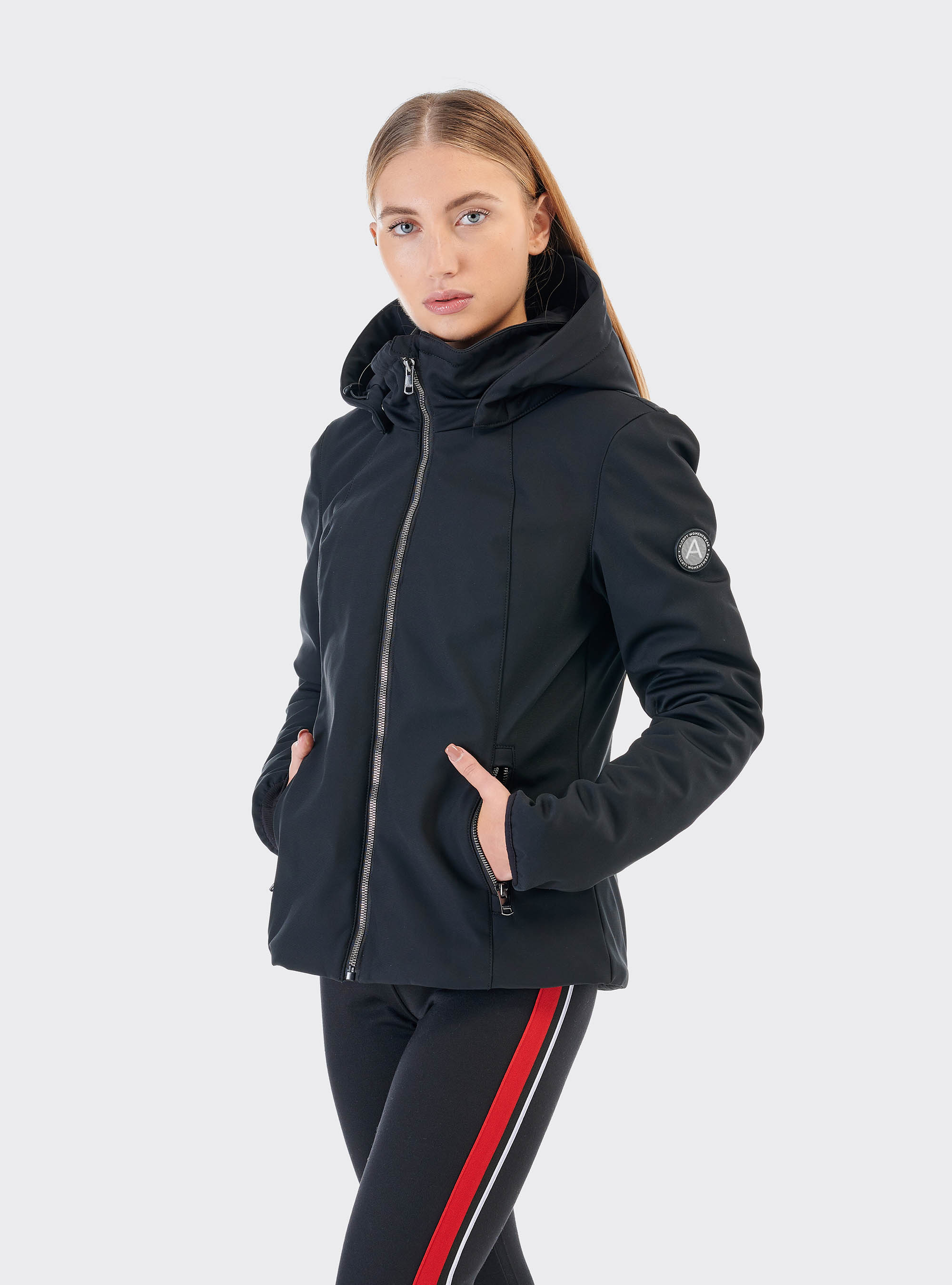 Veste en tissu technique avec capuche, C101 BLACK