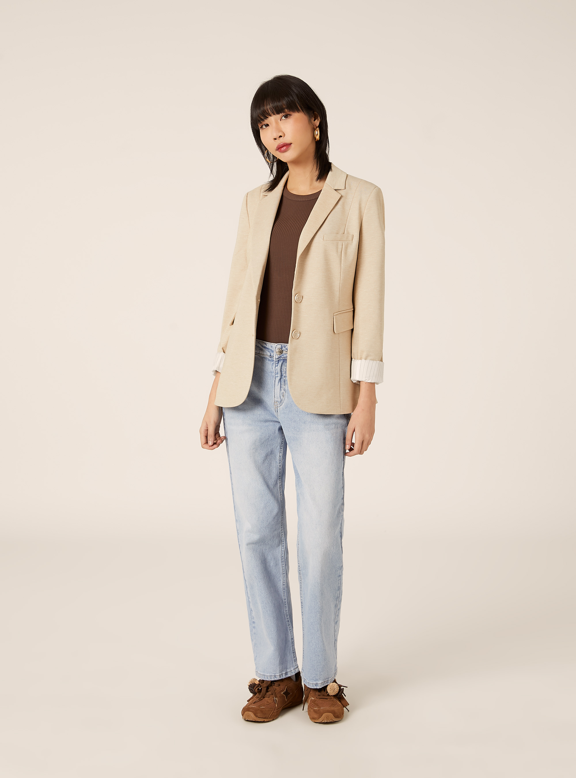 Jersey blazer, MBG2 BEIGE MEL MED