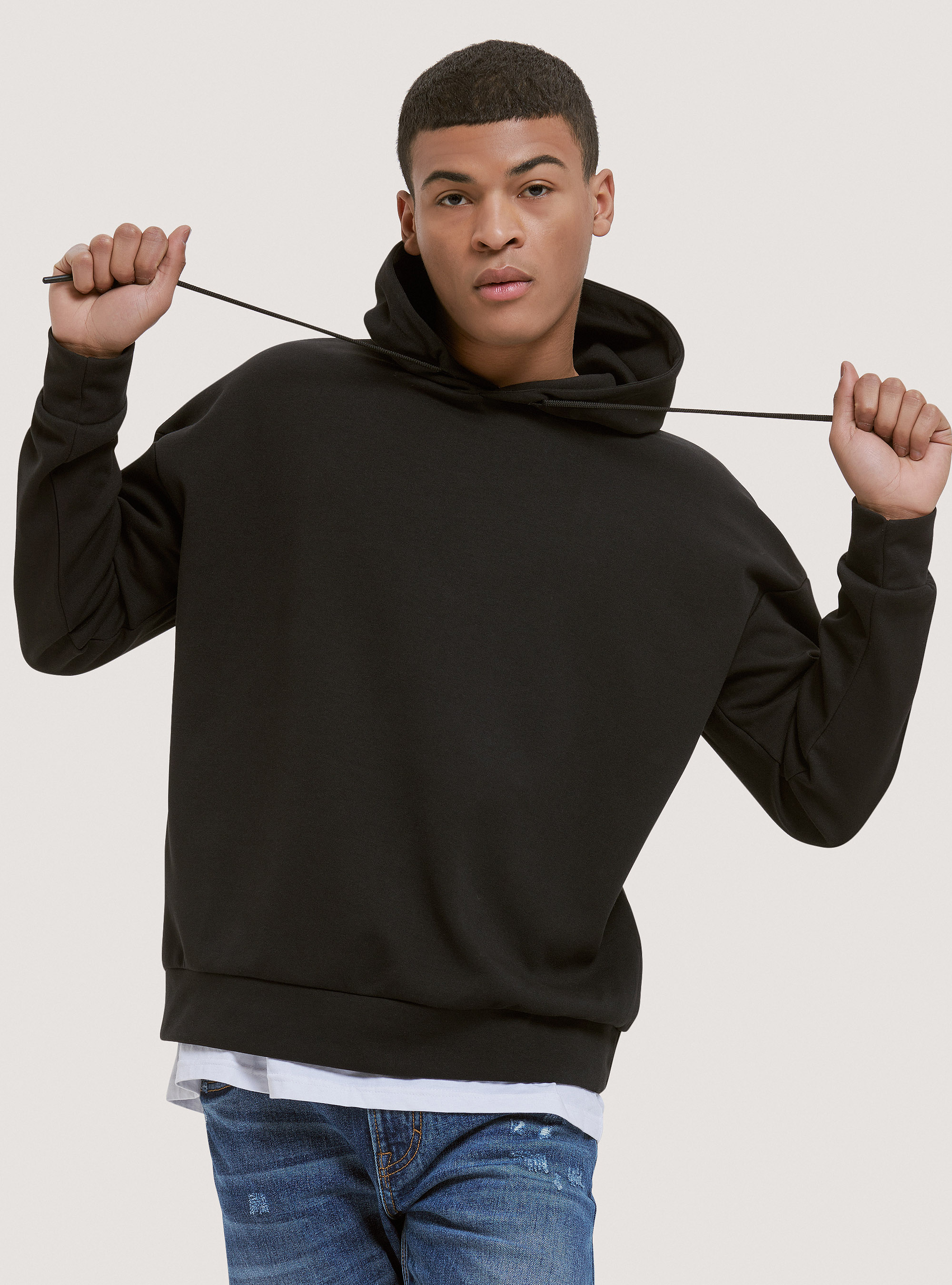 Sweat-shirt à capuche basique, C101 BLACK