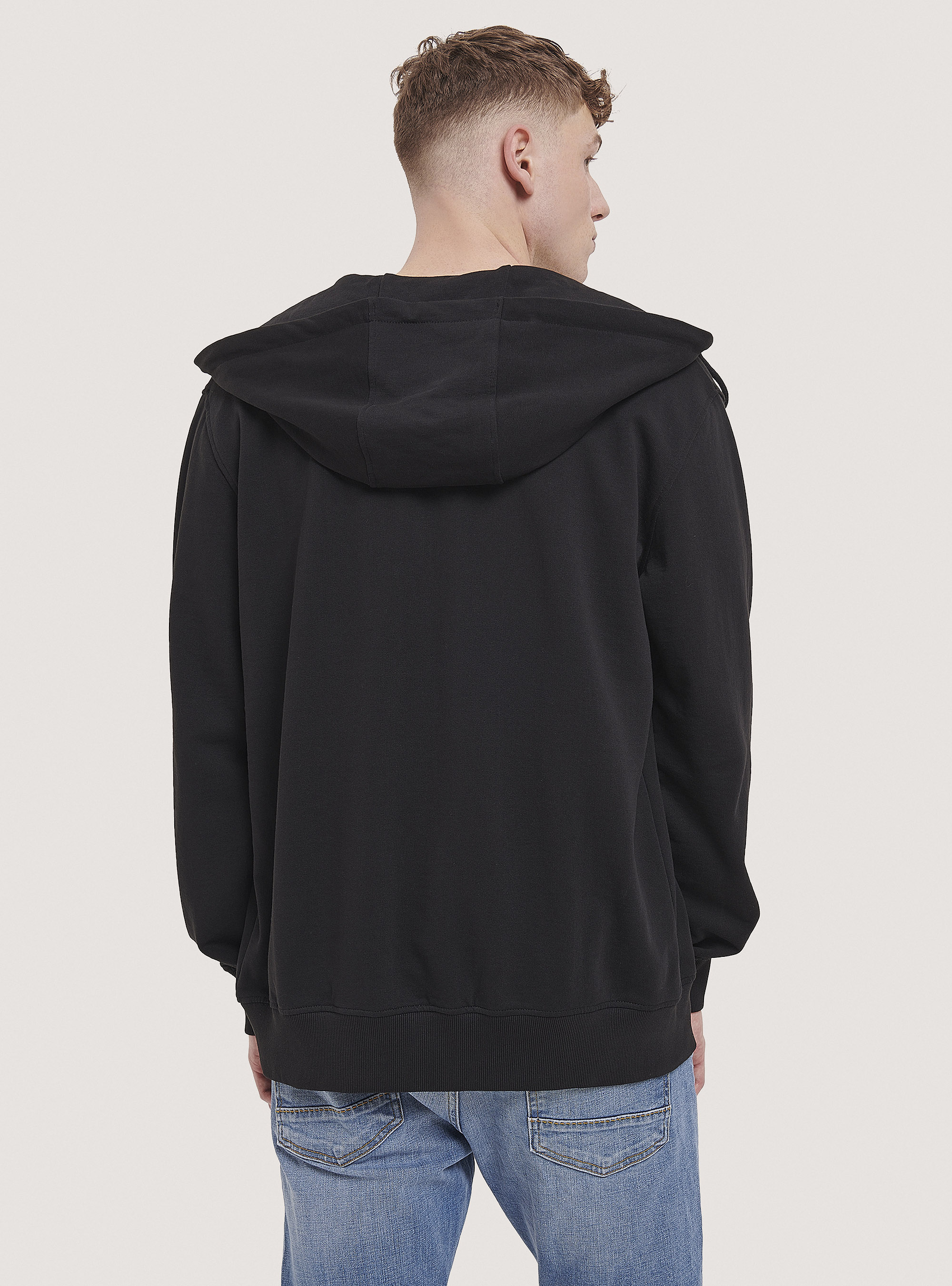 Basic hooded sweatshirt in cotton, BLACK