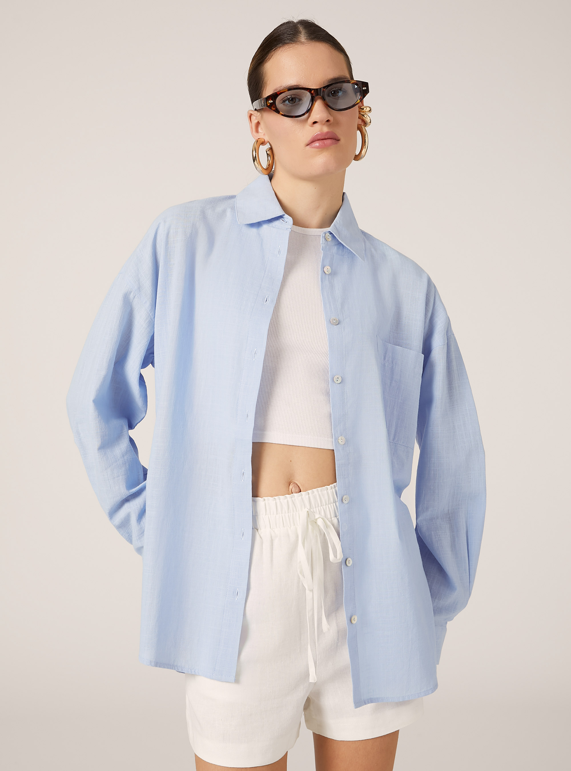 Camisa oversize con bolsillo, AZ3 AZURE LIGHT