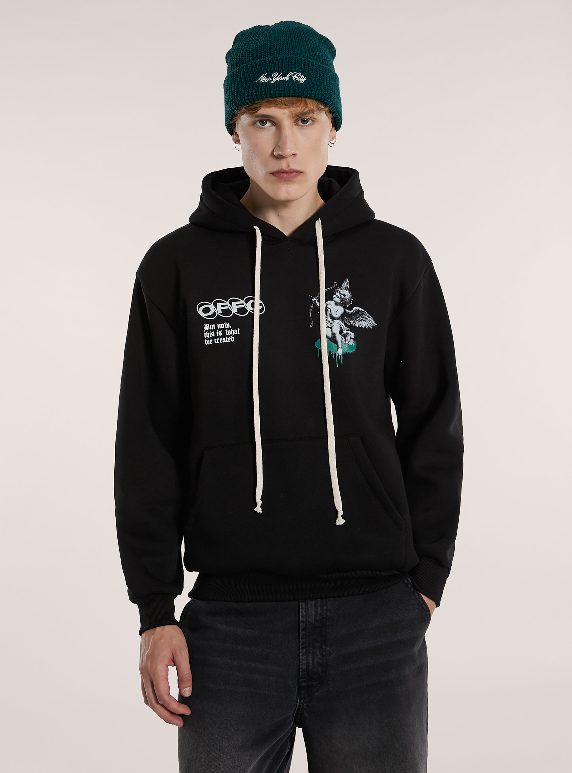Sudadera con capucha y estampado Angels, BK1 BLACK